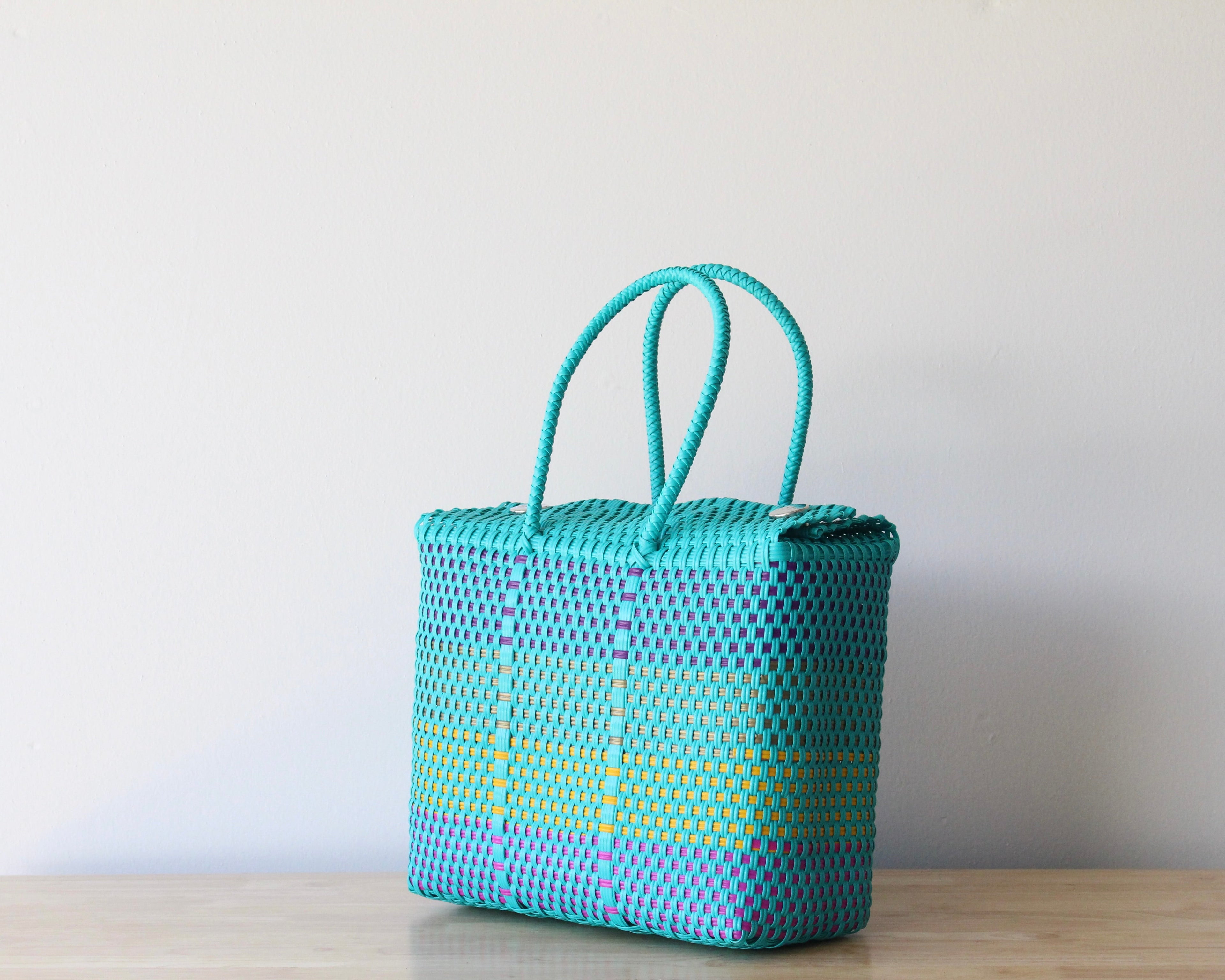 Medium Handwoven Handbag – Turquoise and Colors