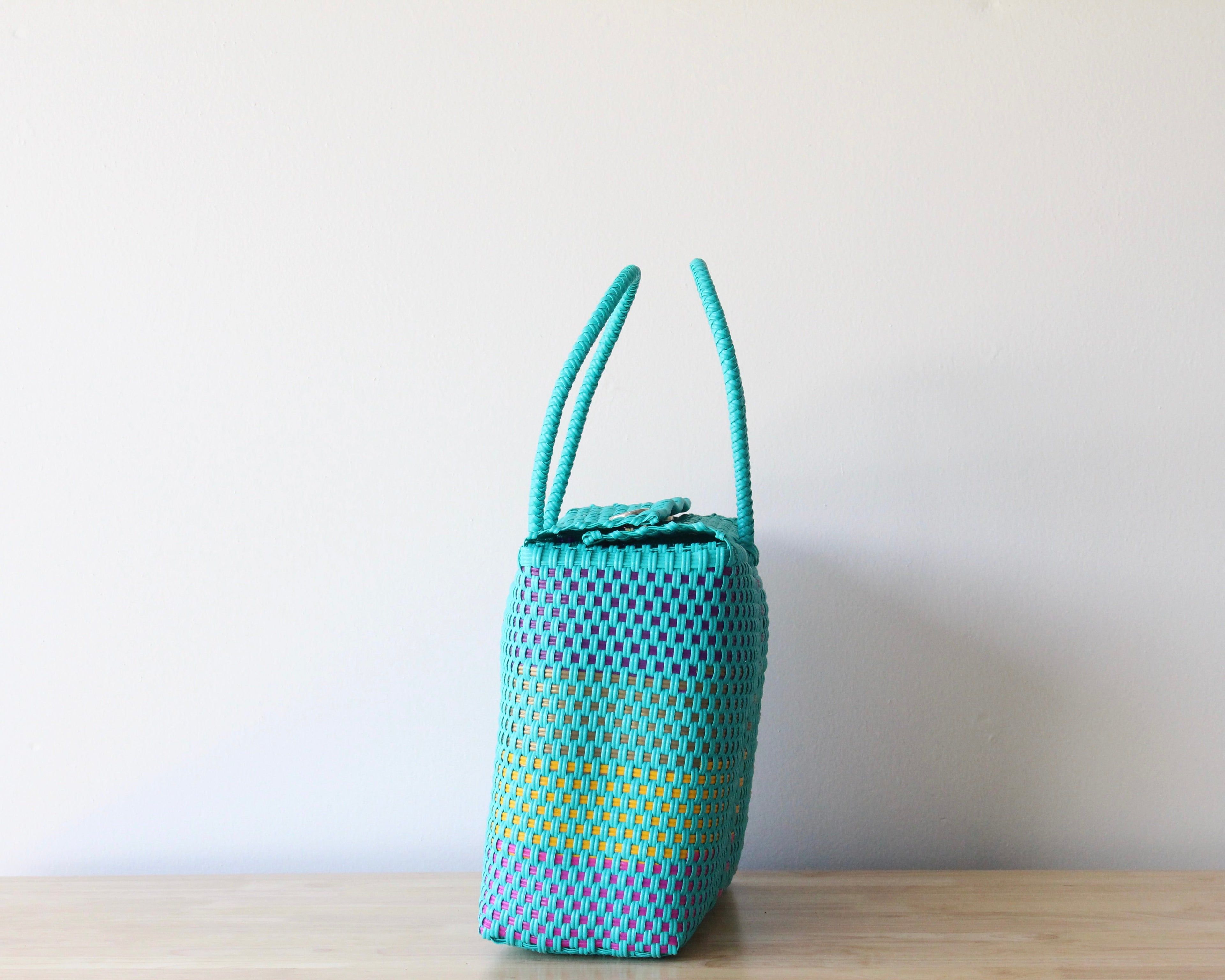 Medium Handwoven Handbag – Turquoise and Colors