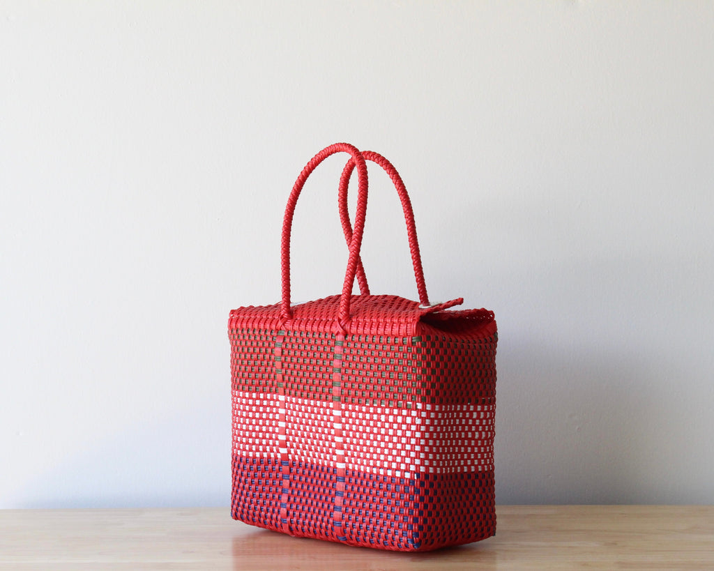 Medium Handwoven Handbag – Red & Colors