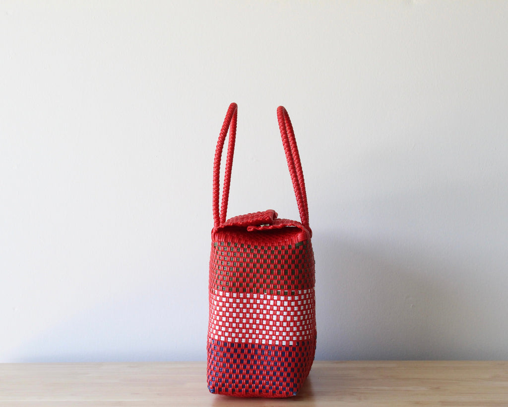 Medium Handwoven Handbag – Red & Colors
