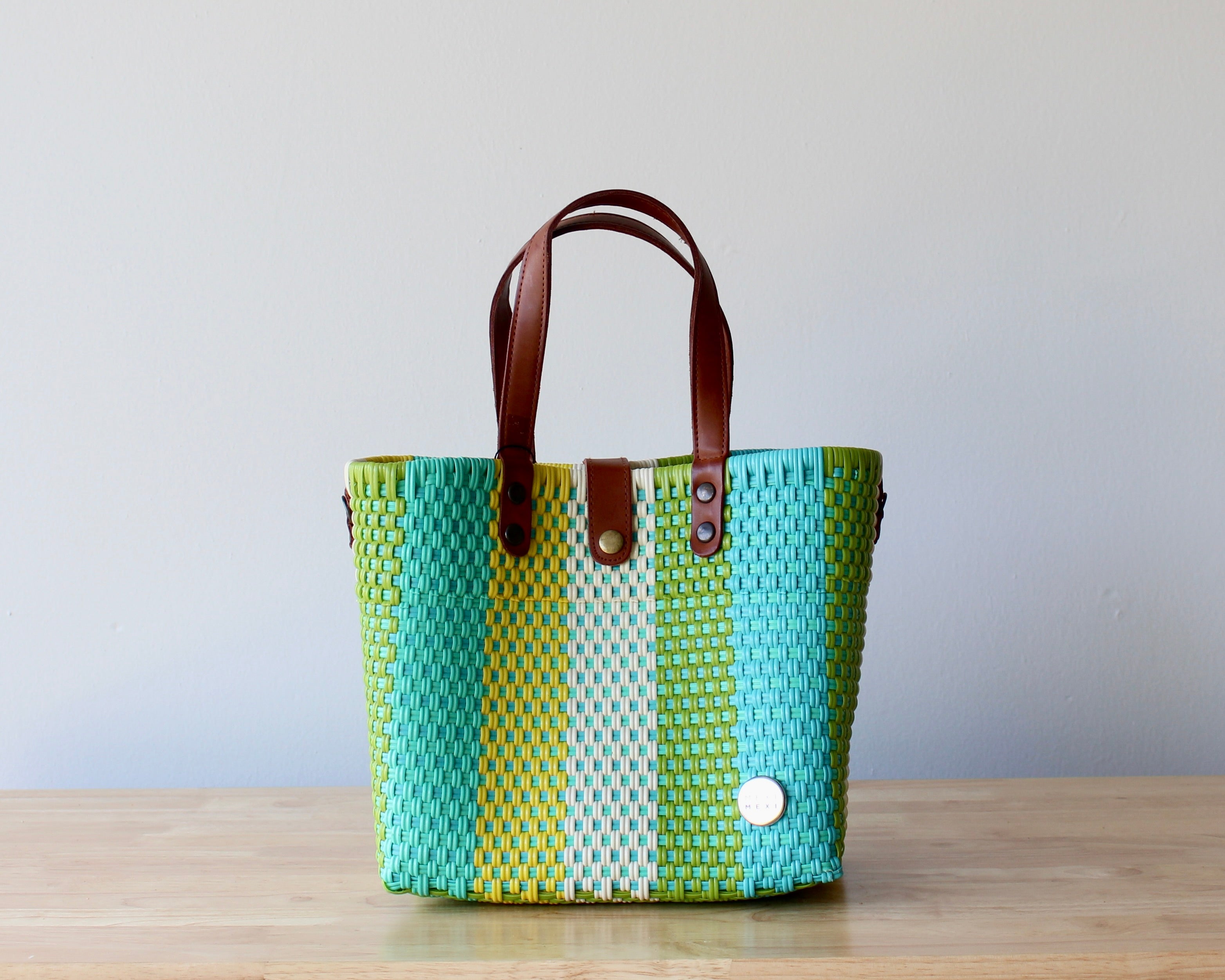 Vida Woven Purse – Lime & Aqua Stripes