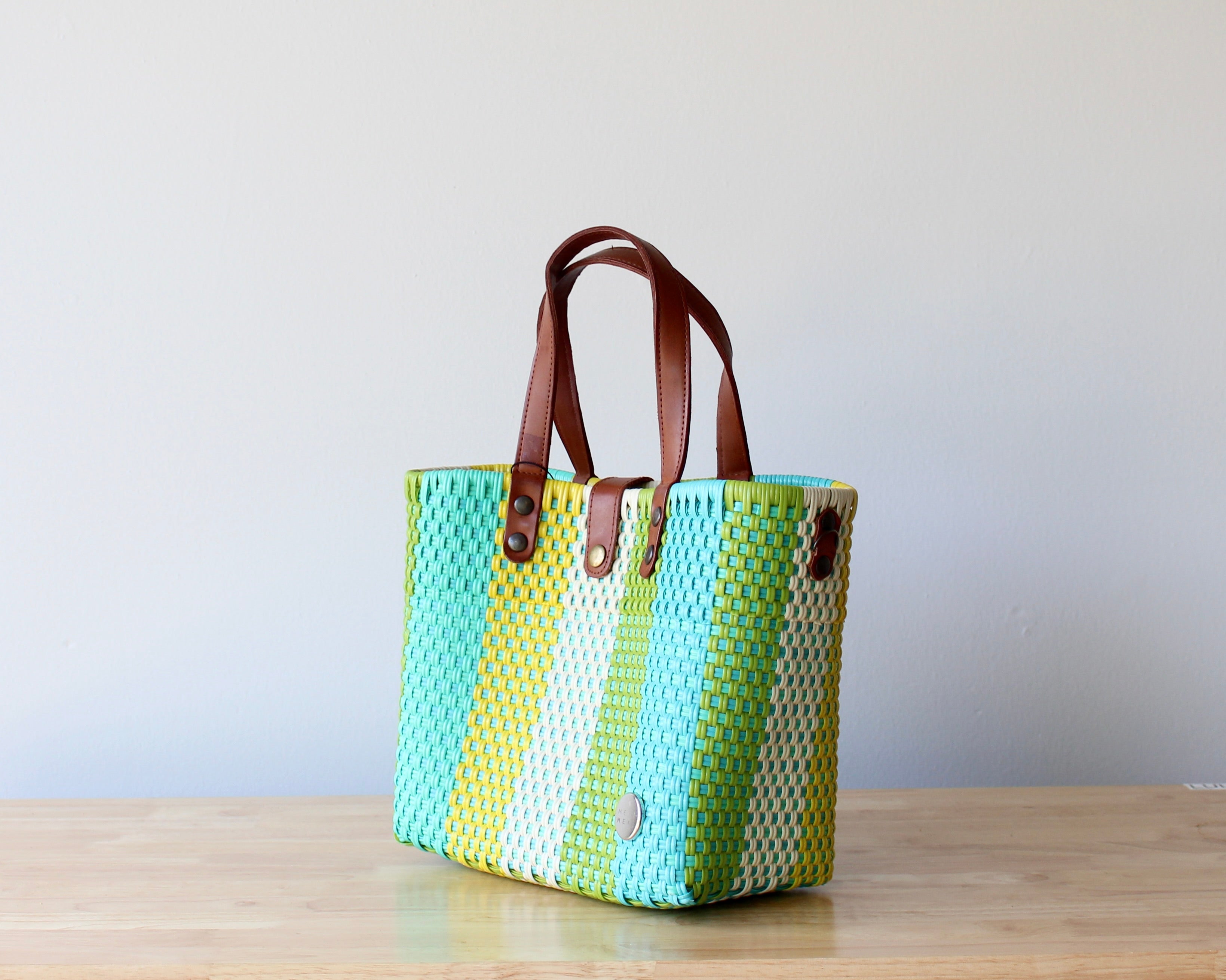 Vida Woven Purse – Lime & Aqua Stripes