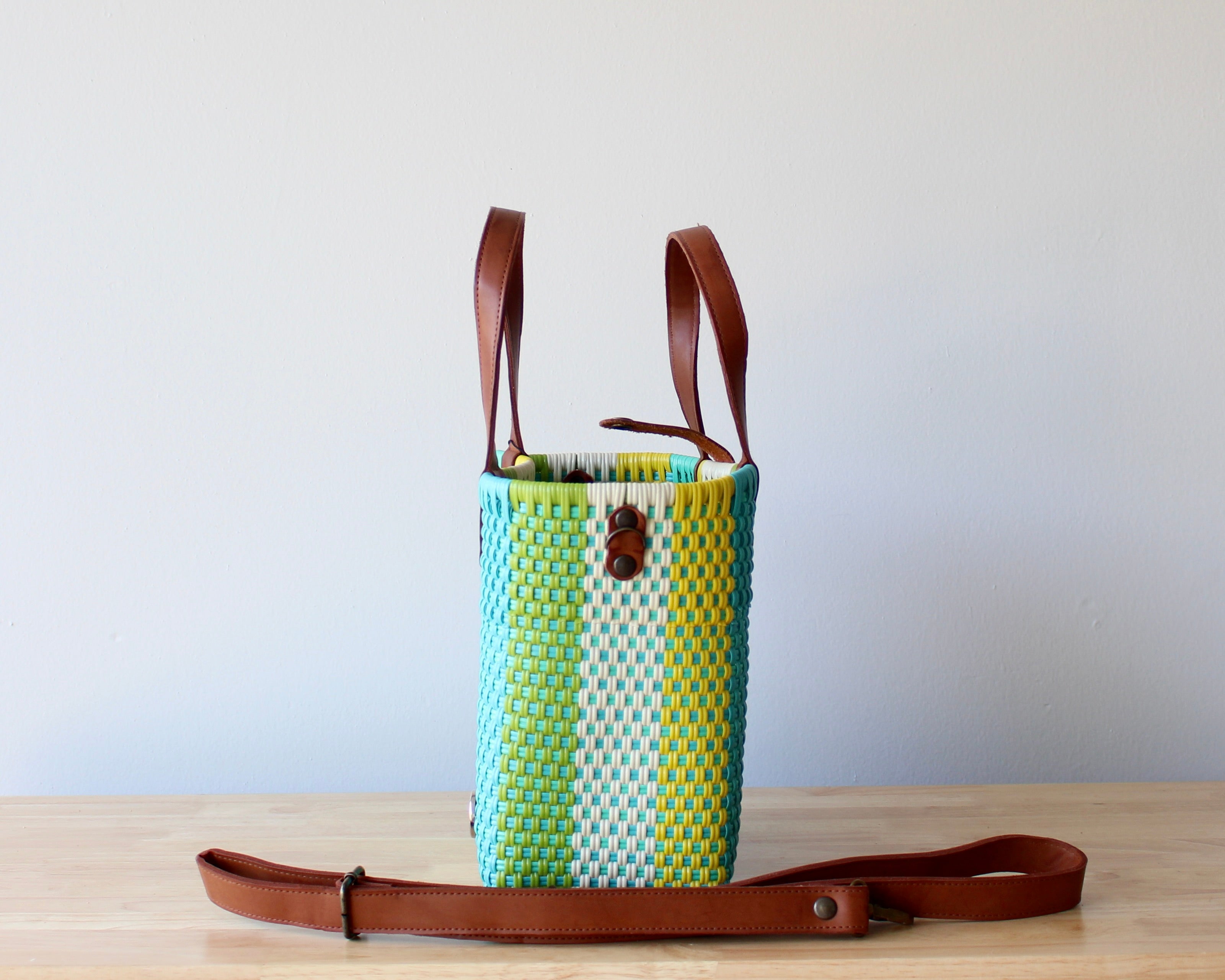 Vida Woven Purse – Lime & Aqua Stripes