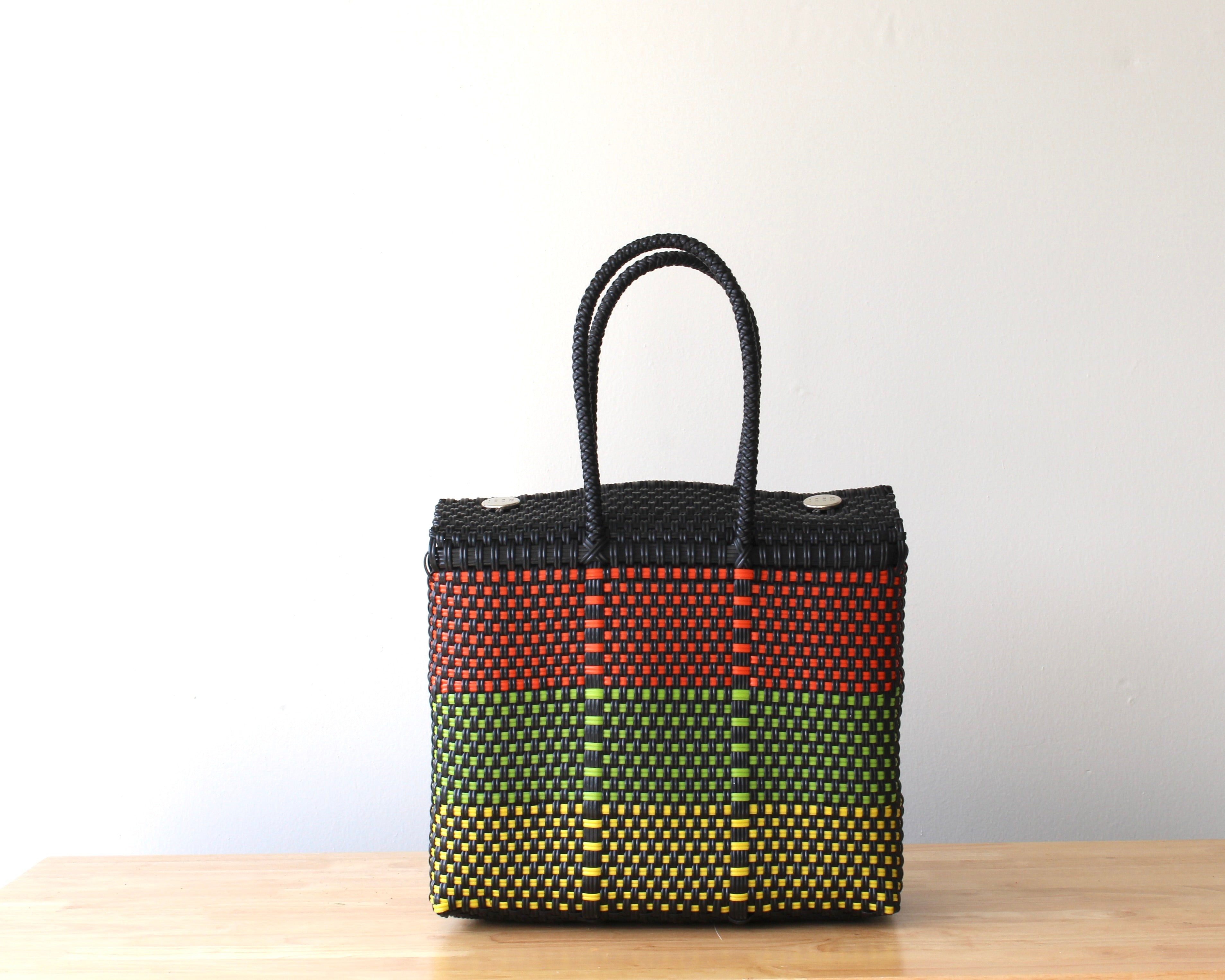 Candela Handwoven Handbag - Black & Colors