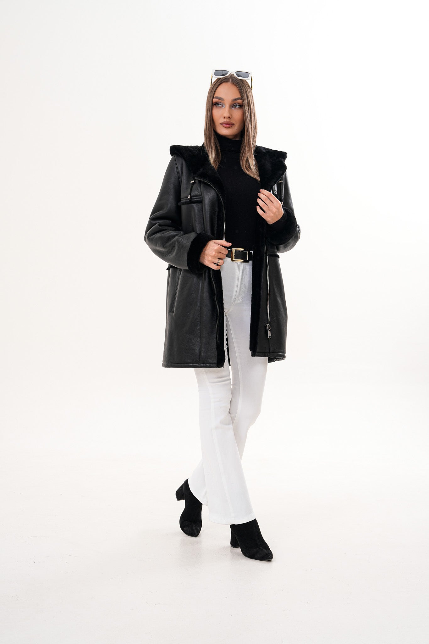 The Belluna Black Shearling Women Jacket
