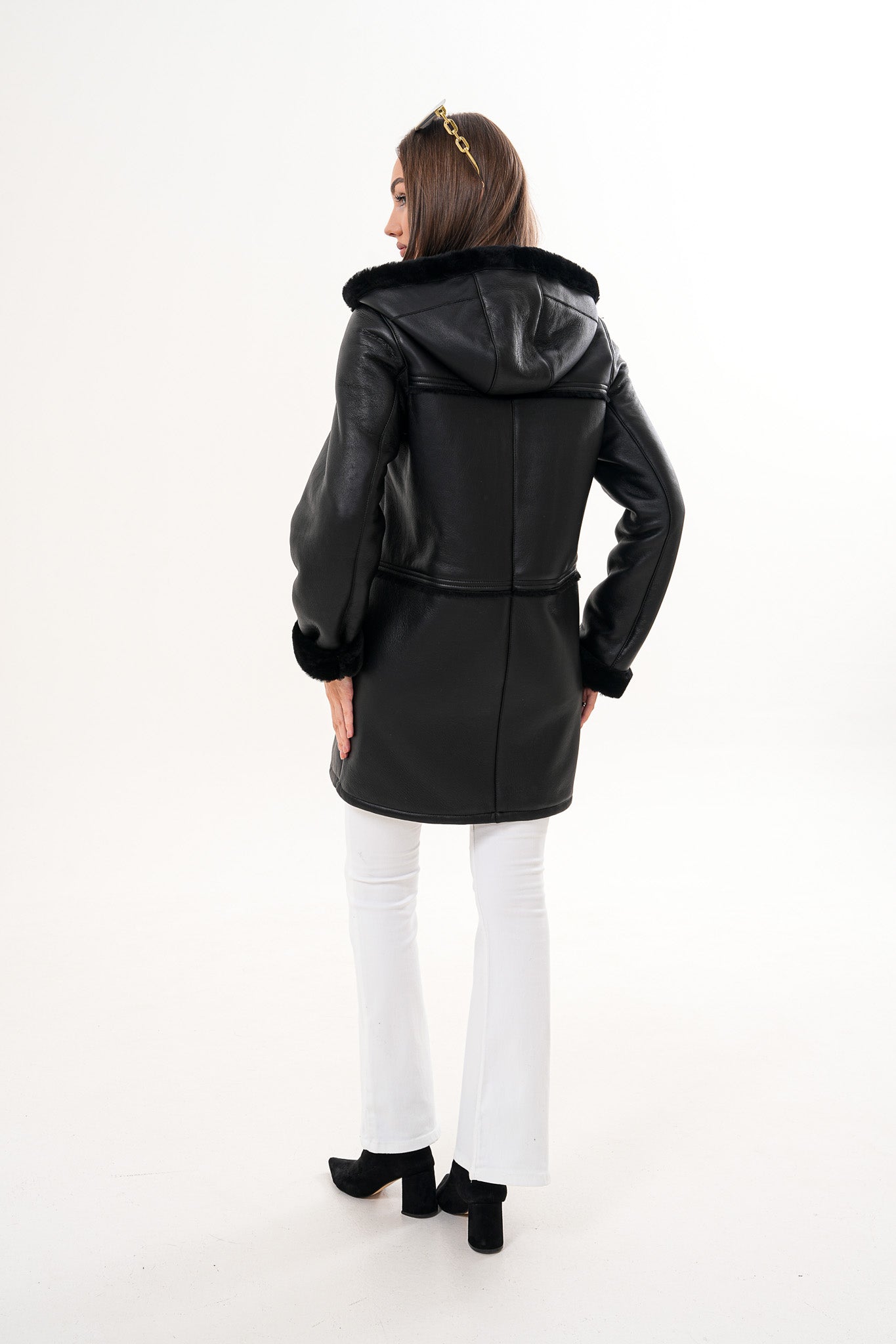 The Belluna Black Shearling Women Jacket