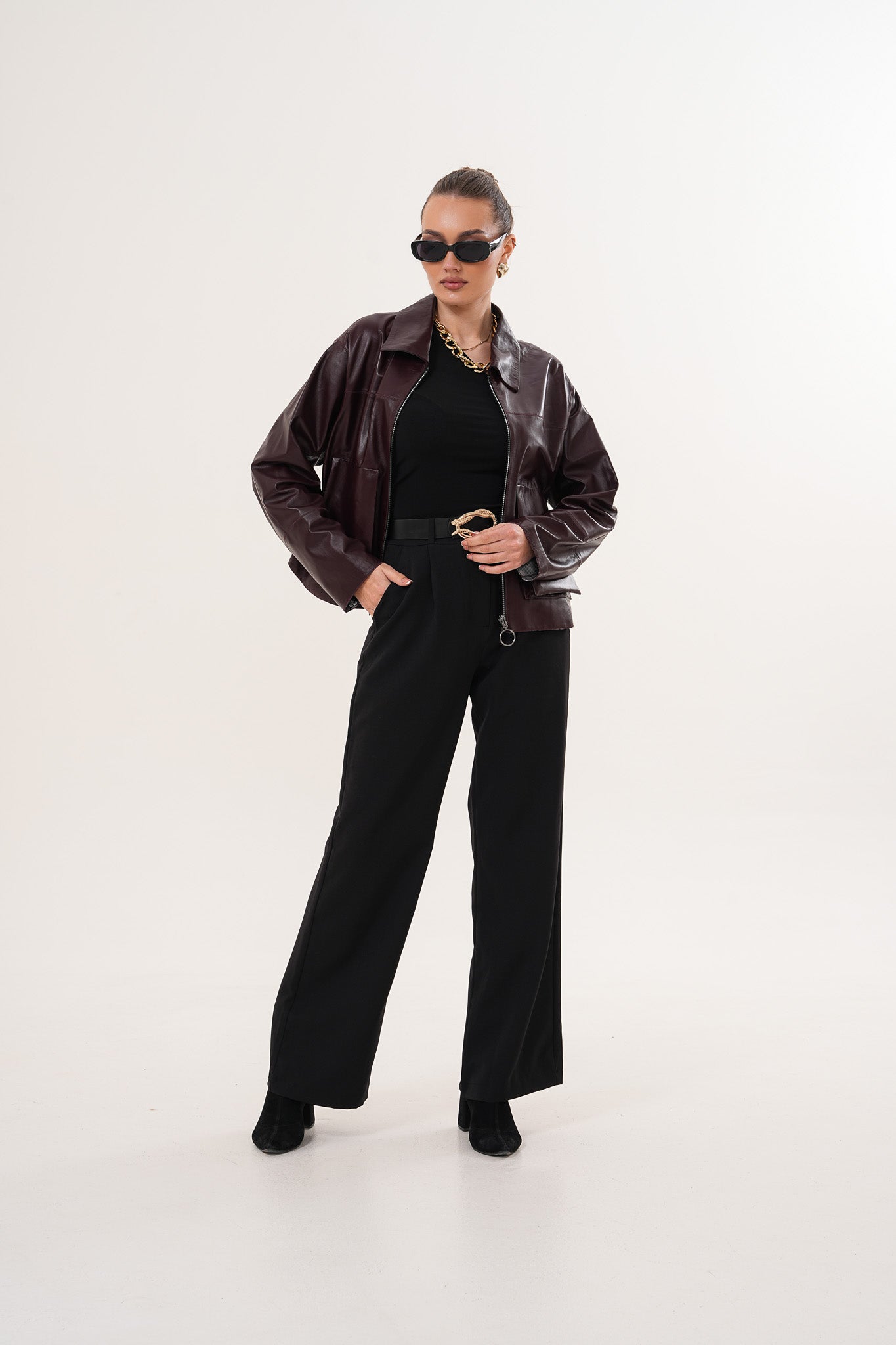 The Elvoria Reversible Burgundy Leather Jacket