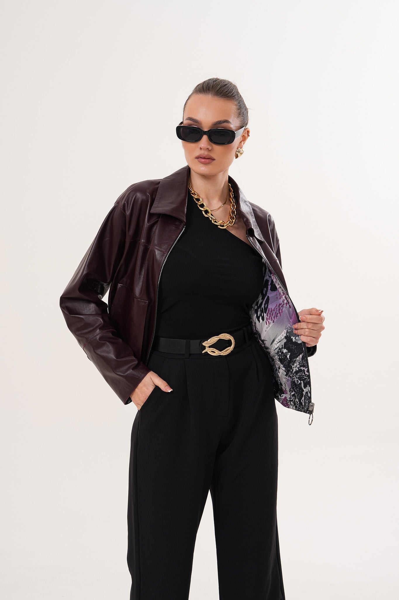 The Elvoria Reversible Burgundy Leather Jacket