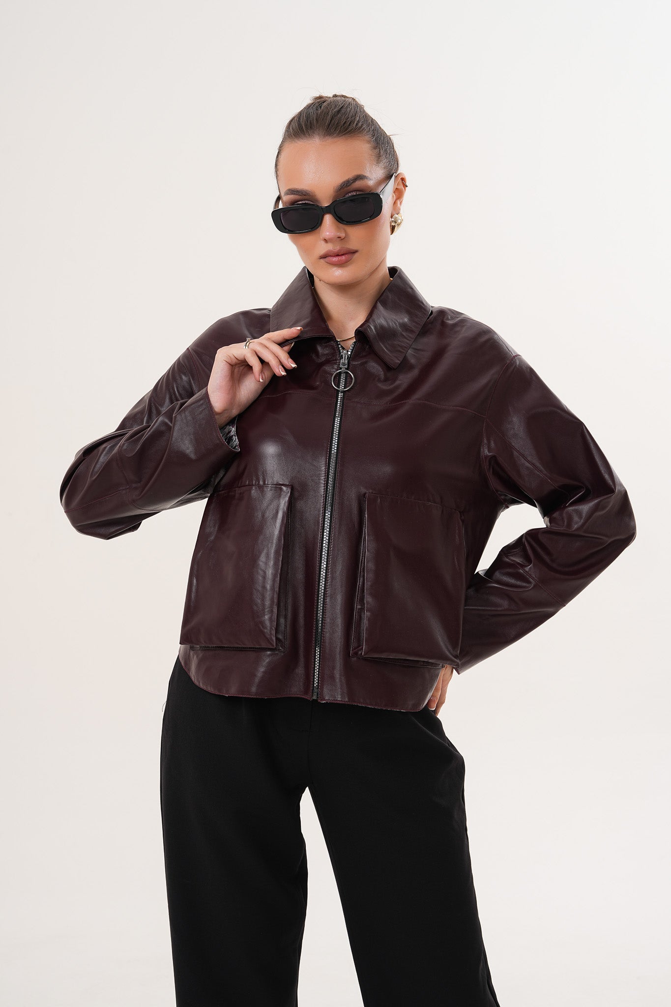 The Elvoria Reversible Burgundy Leather Jacket