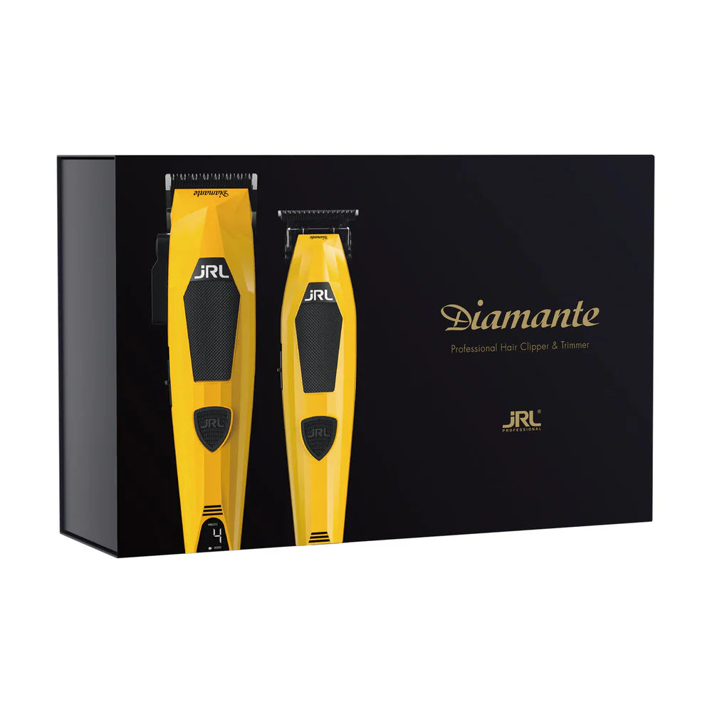 JRL Professional Diamante DI2025 Clipper & Trimmer Set Yellow with Lamborghini Dryer Combo