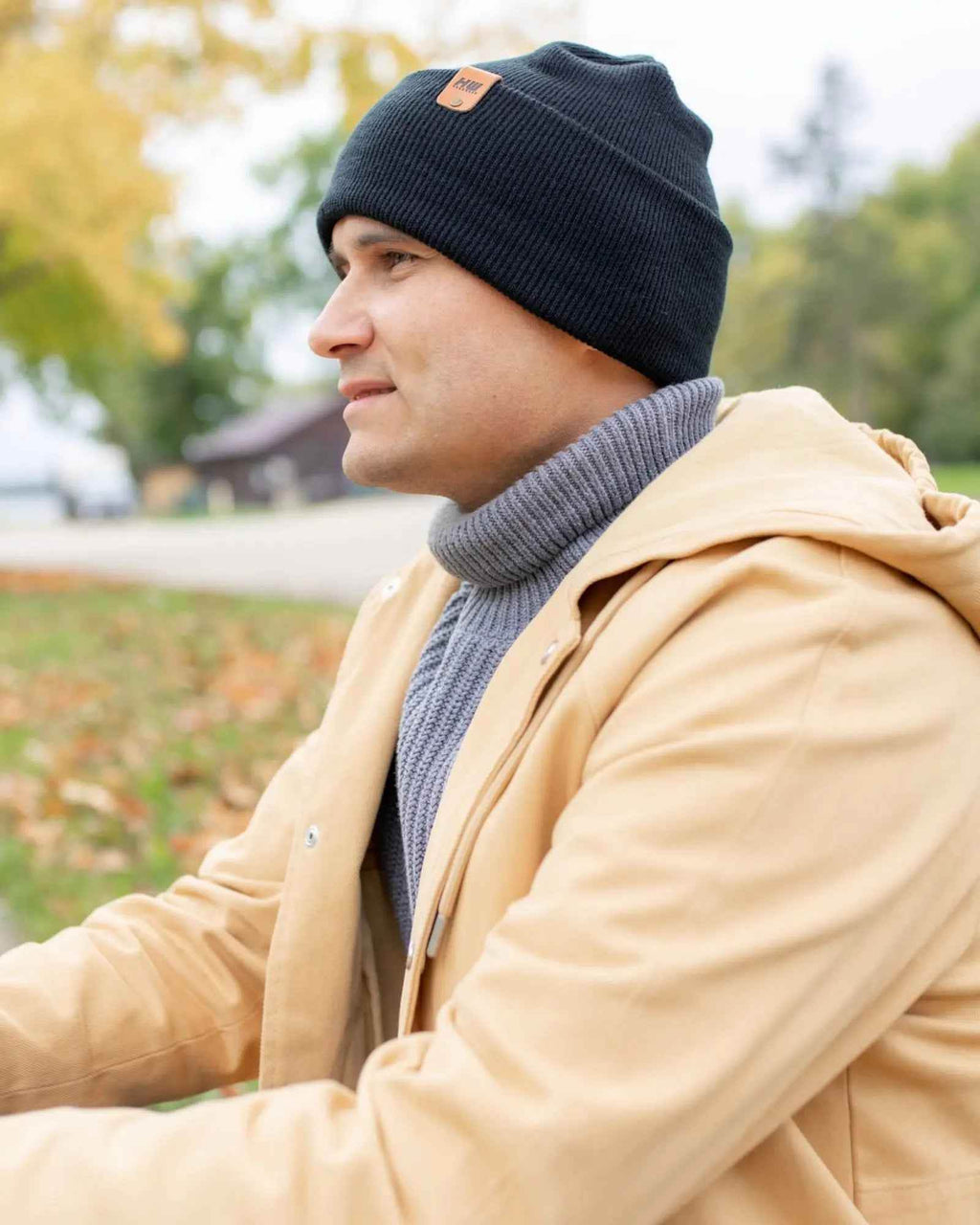 HAAKWEAR H-Stitch Cuffed Beanie - NEW Designed and Made in USA (Patented Design) - Charcoal Black