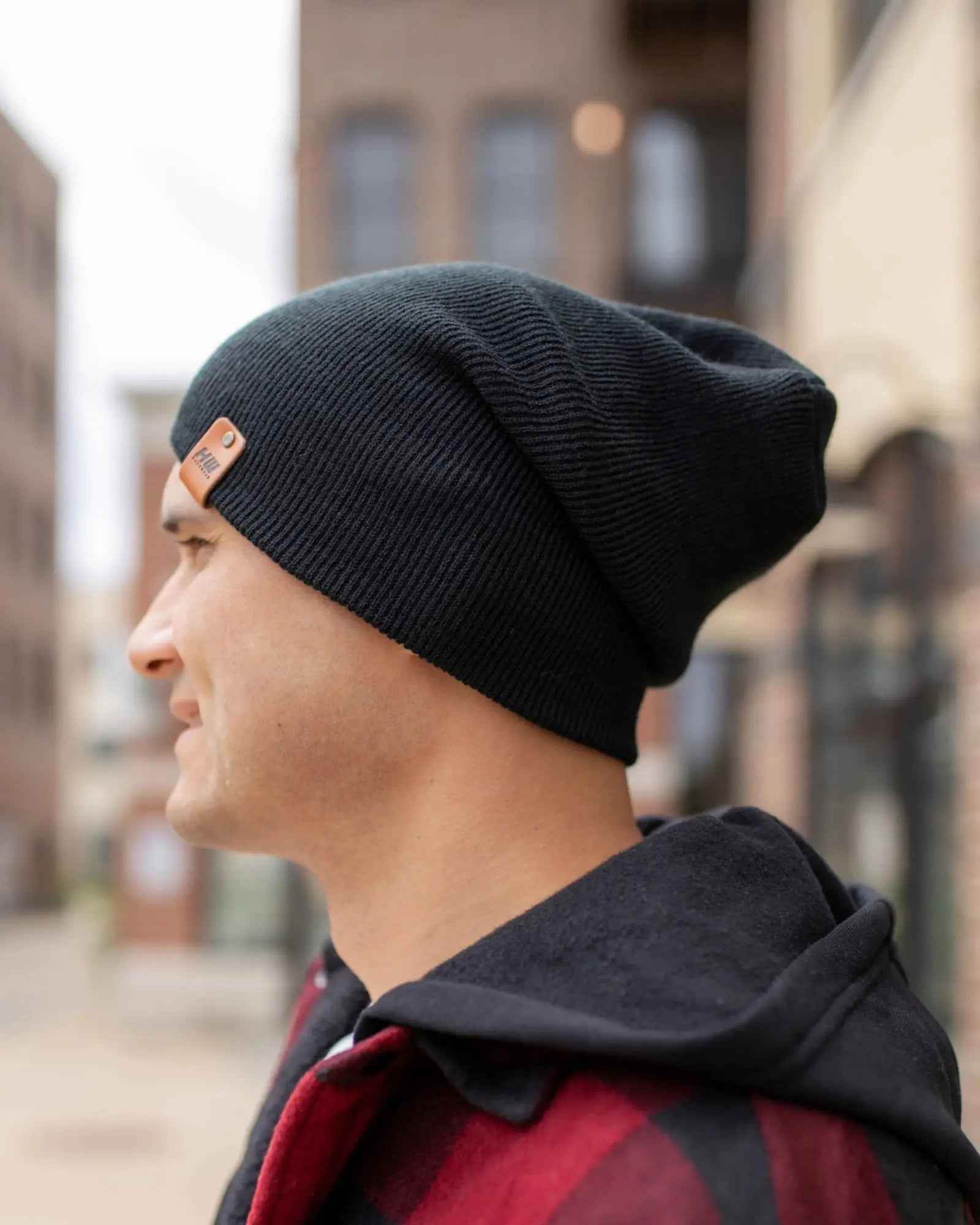HAAKWEAR H-Stitch Cuffed Beanie - NEW Designed and Made in USA (Patented Design) - Charcoal Black