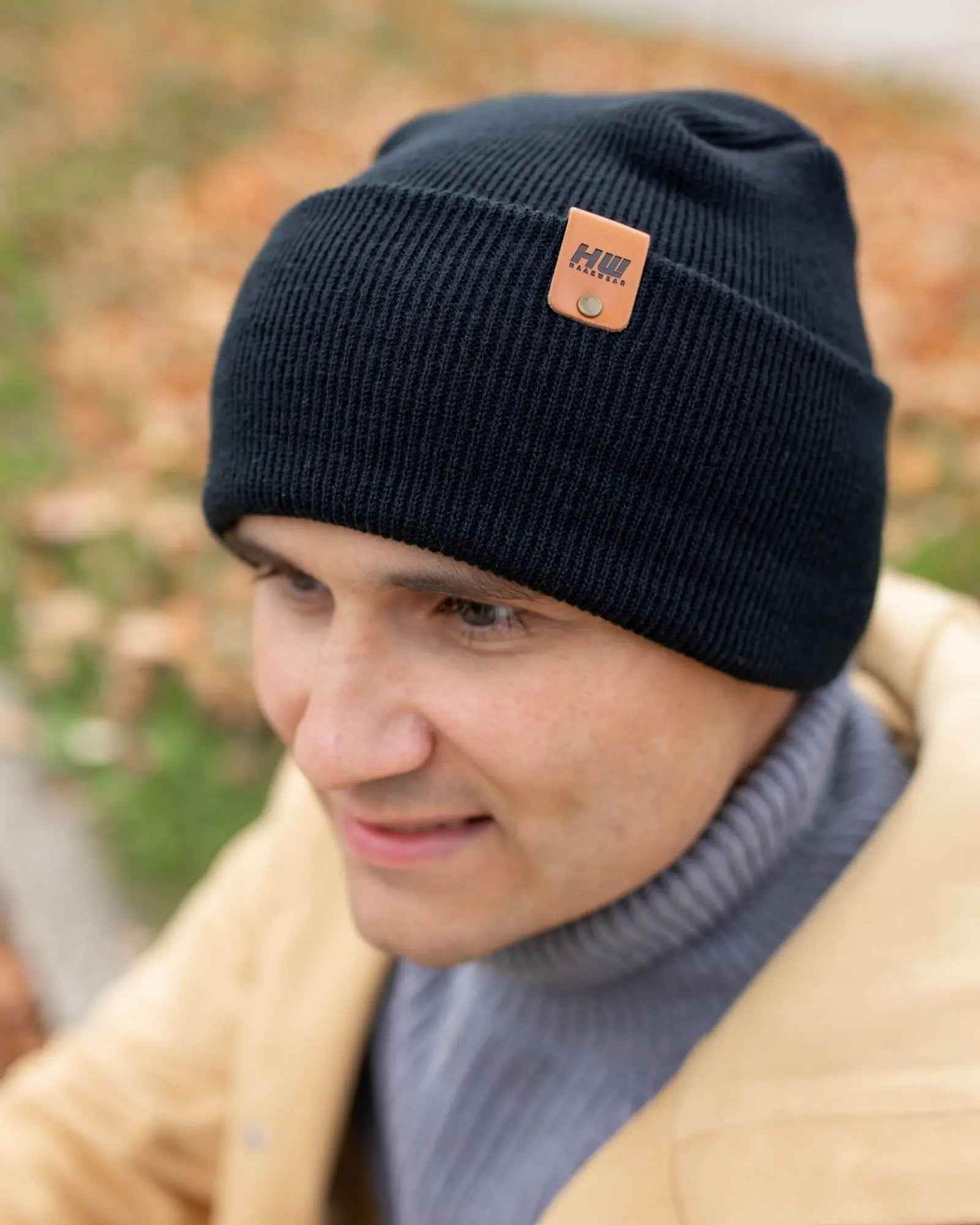 HAAKWEAR H-Stitch Cuffed Beanie - NEW Designed and Made in USA (Patented Design) - Charcoal Black