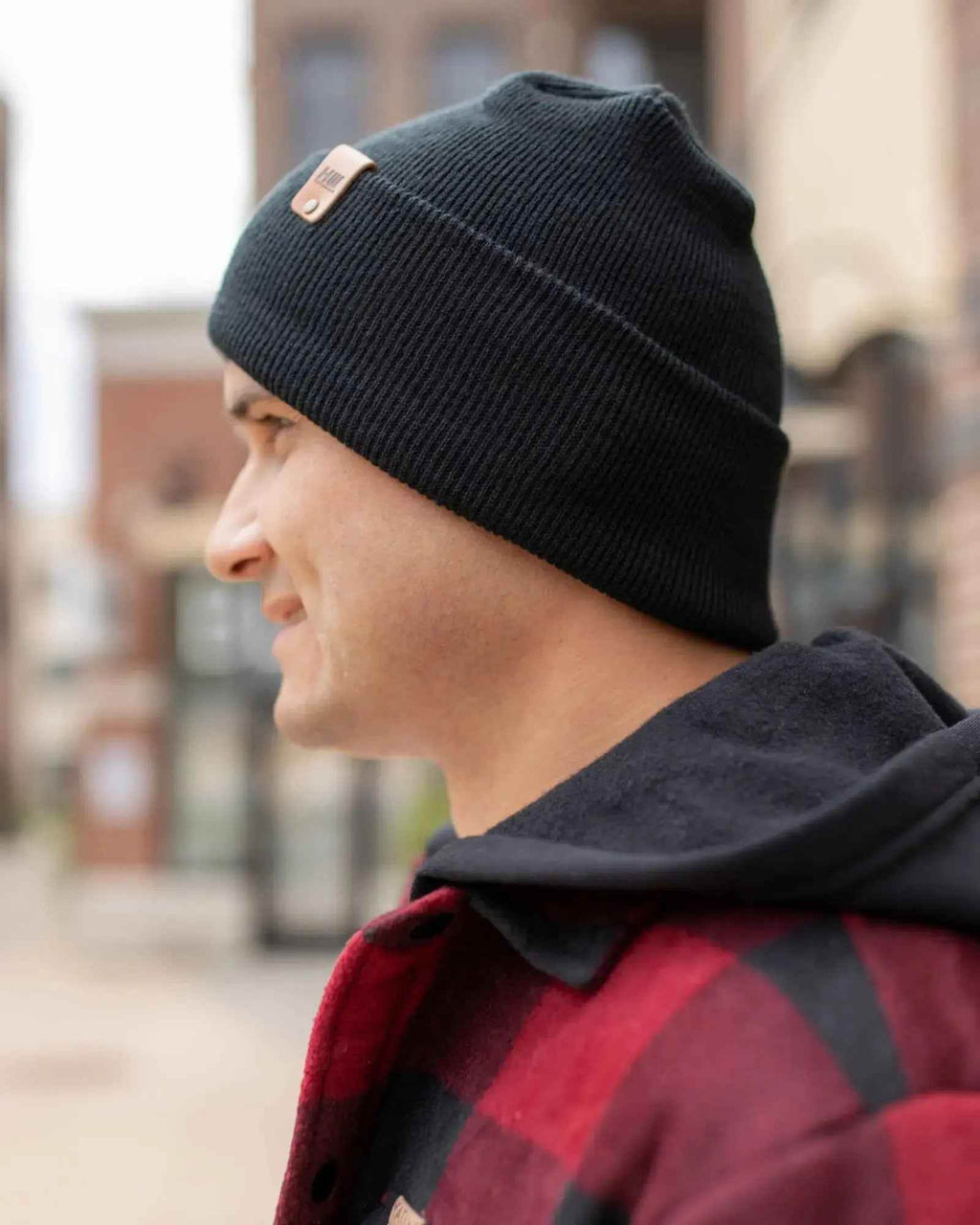 HAAKWEAR H-Stitch Cuffed Beanie - NEW Designed and Made in USA (Patented Design) - Charcoal Black