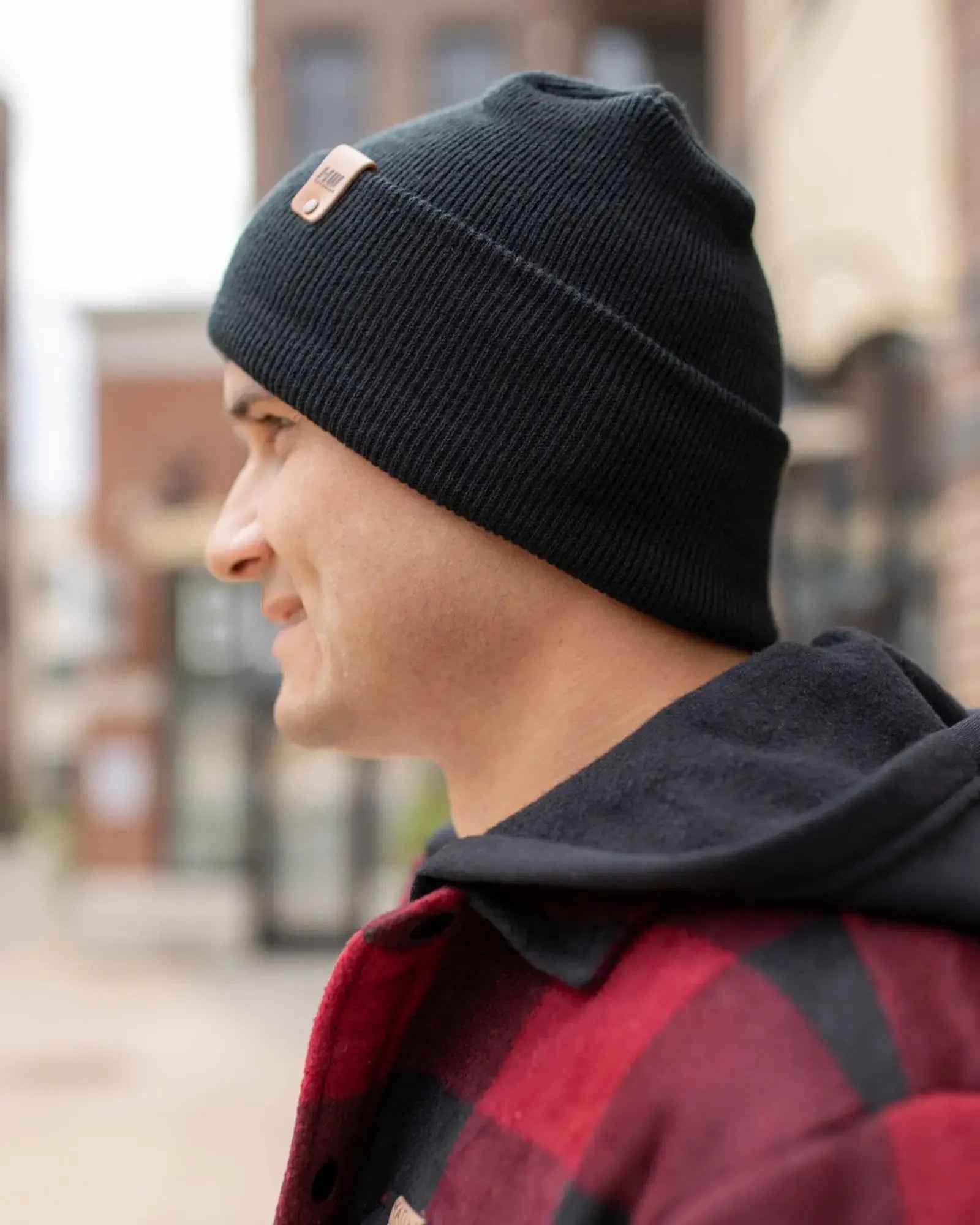 HAAKWEAR H-Stitch Cuffed Beanie - NEW Designed and Made in USA (Patented Design) - Charcoal Black