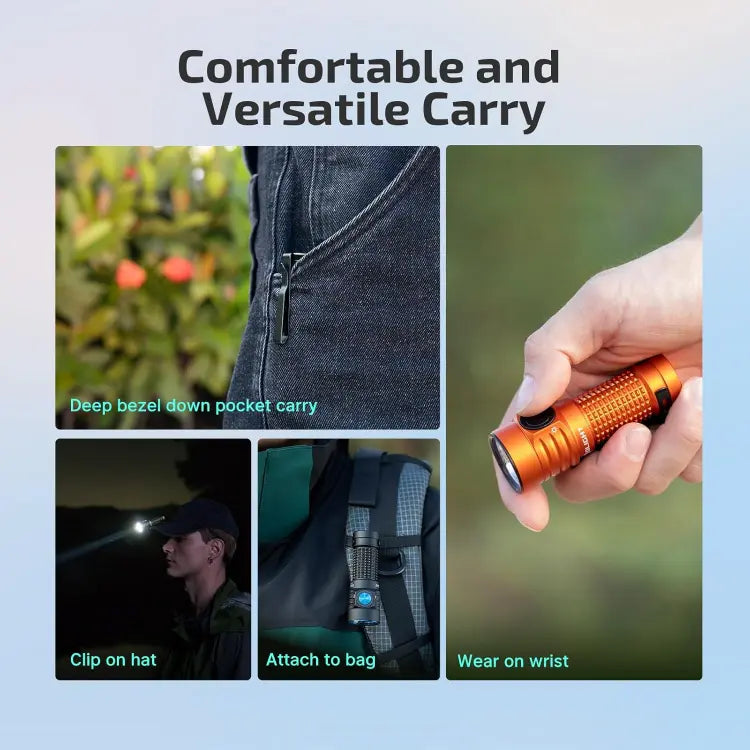 OLIGHT BATONTURBOOGCW Baton Turbo Compact EDC Flashlight with 510m Long-Range Beam - Orange