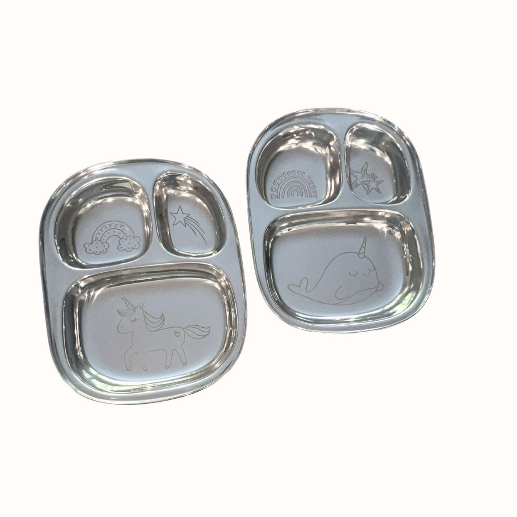 Unicorn Stainless Steel Divided Plate Set (Two)