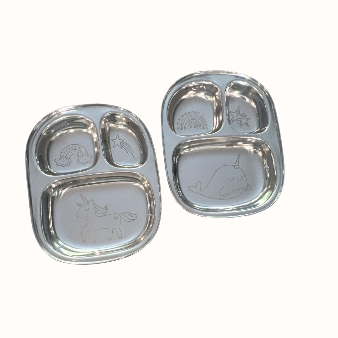Unicorn Stainless Steel Divided Plate Set (Two)