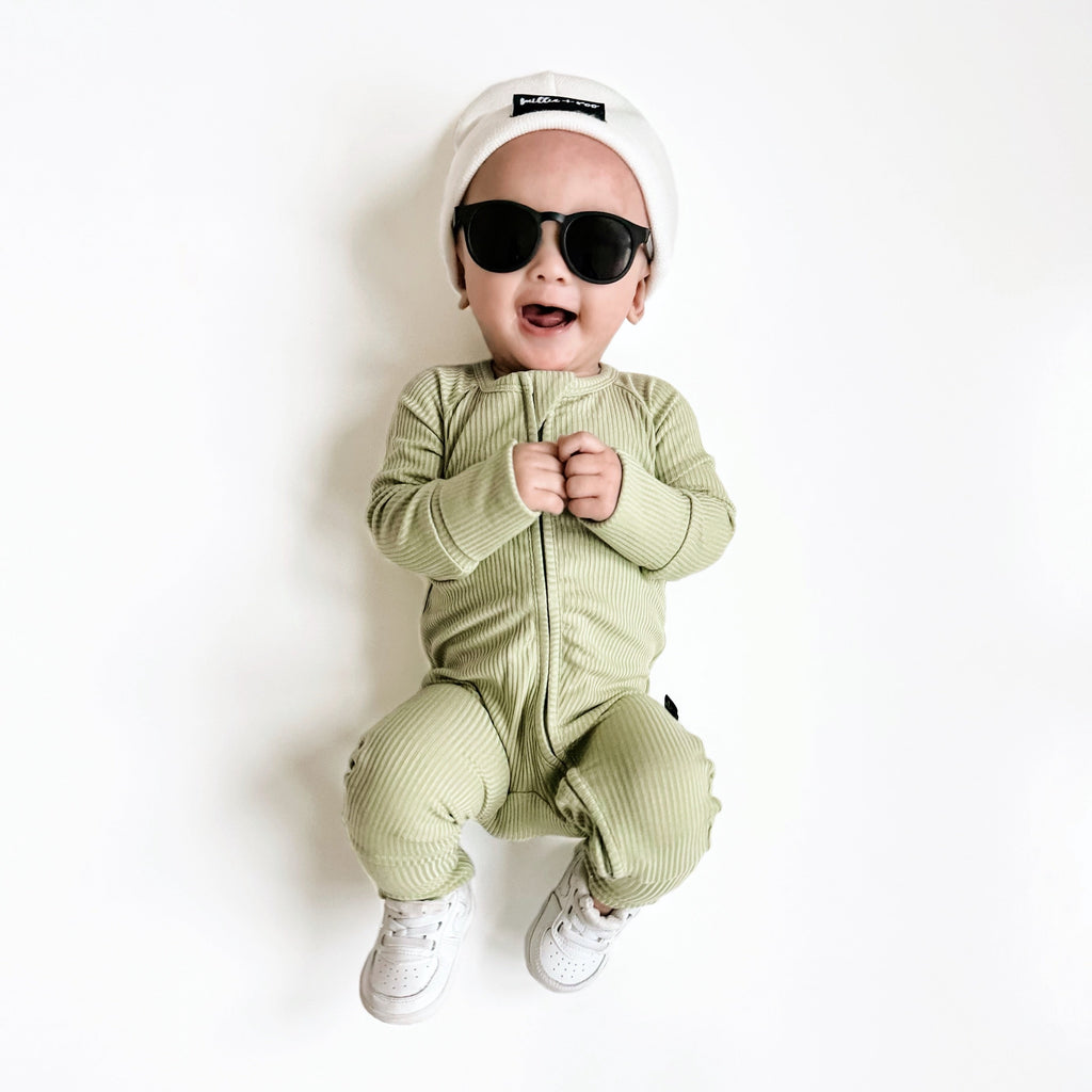 ZIP ROMPER - Pistachio Ribbed
