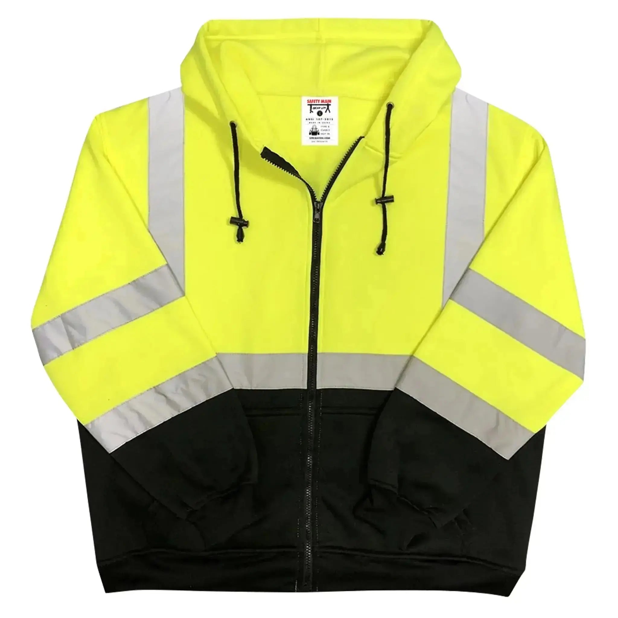 Safety Main 05LWJYB Lightweight Jacket, Class 3, Hi-Vis Yellow with Black Bottom, Pack of 10