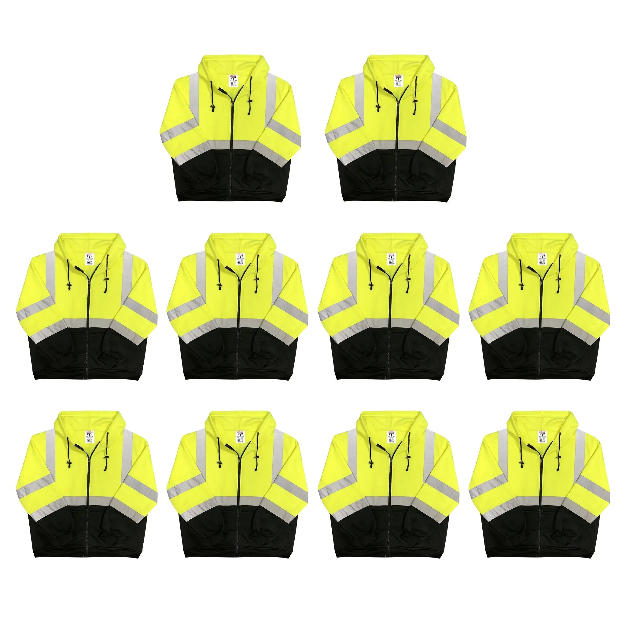Safety Main 05LWJYB Lightweight Jacket, Class 3, Hi-Vis Yellow with Black Bottom, Pack of 10