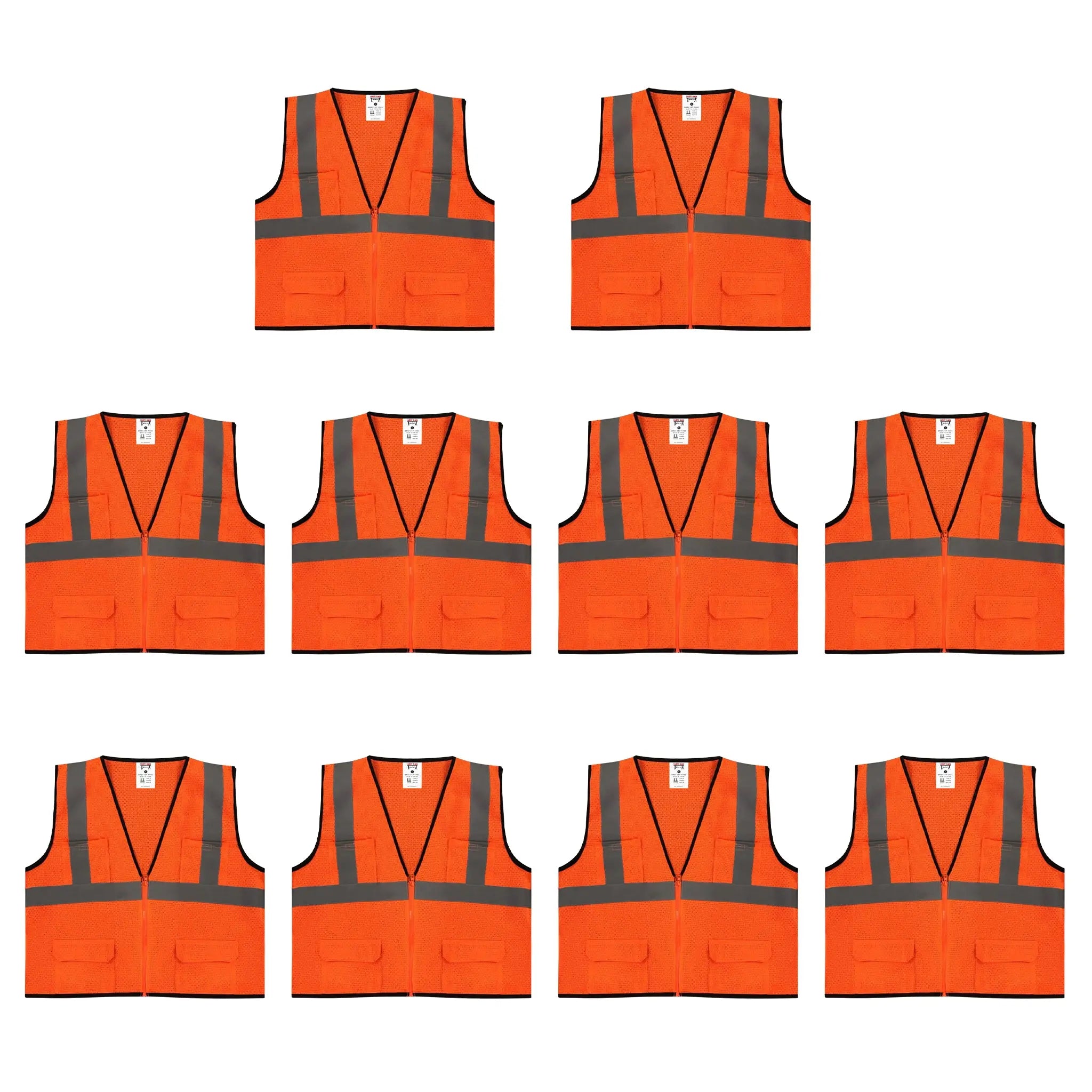 Safety Main 05EAMO Economy Vest, Class 2, All Mesh, Hi-Vis Orange, Pack of 10