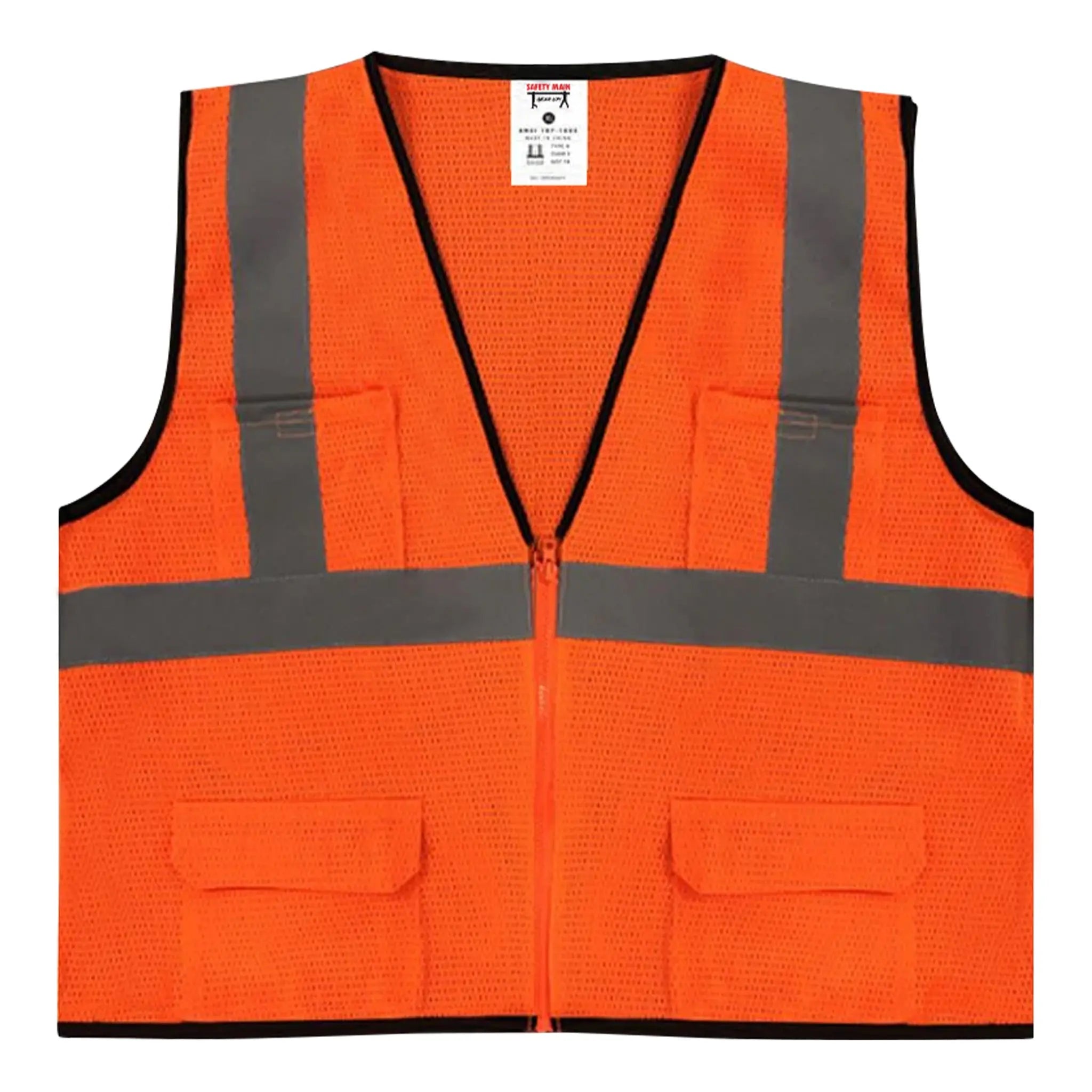 Safety Main 05EAMO Economy Vest, Class 2, All Mesh, Hi-Vis Orange, Pack of 10