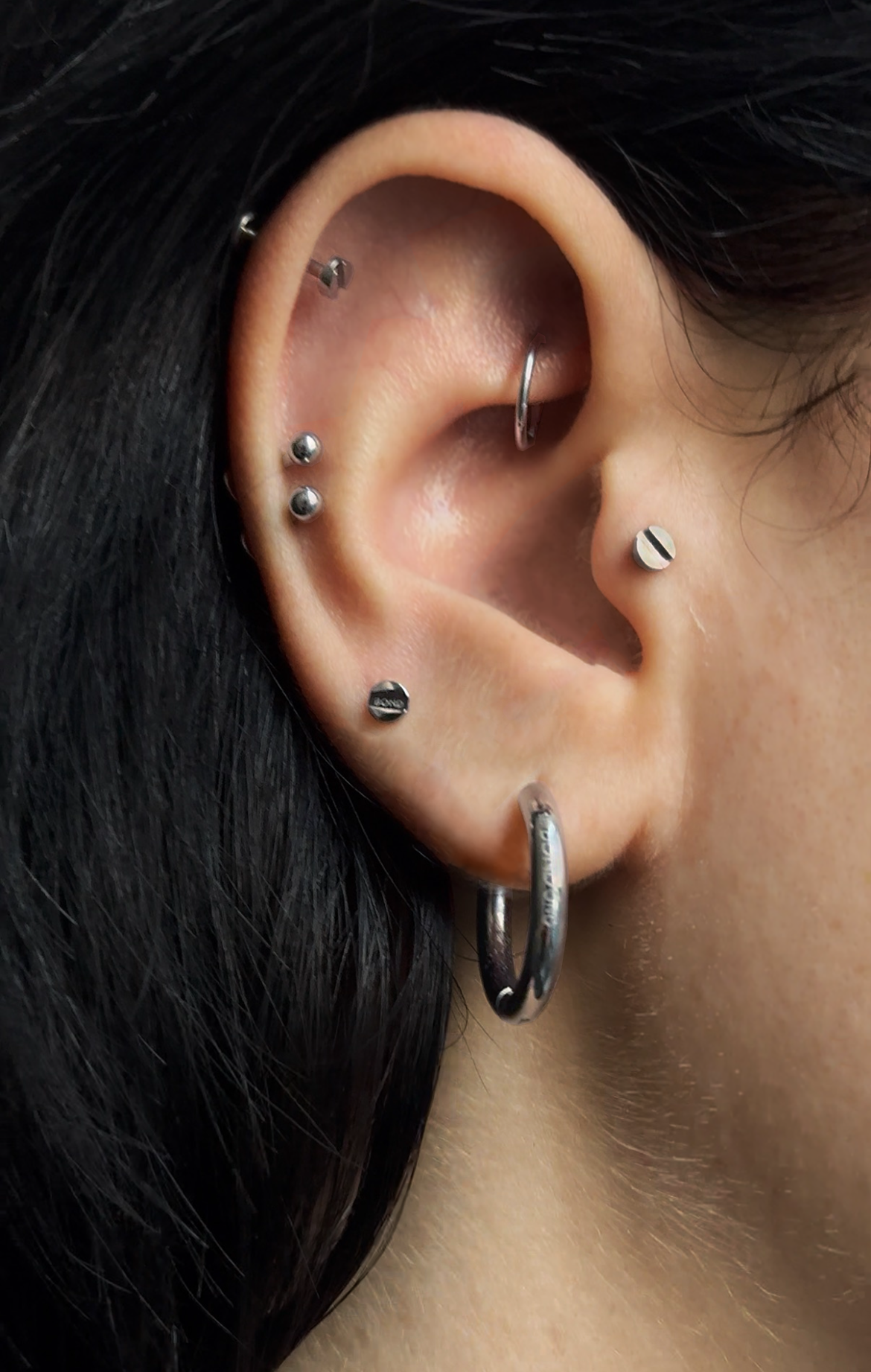 Screw Top Flatback Piercing Stud - Externally Threaded