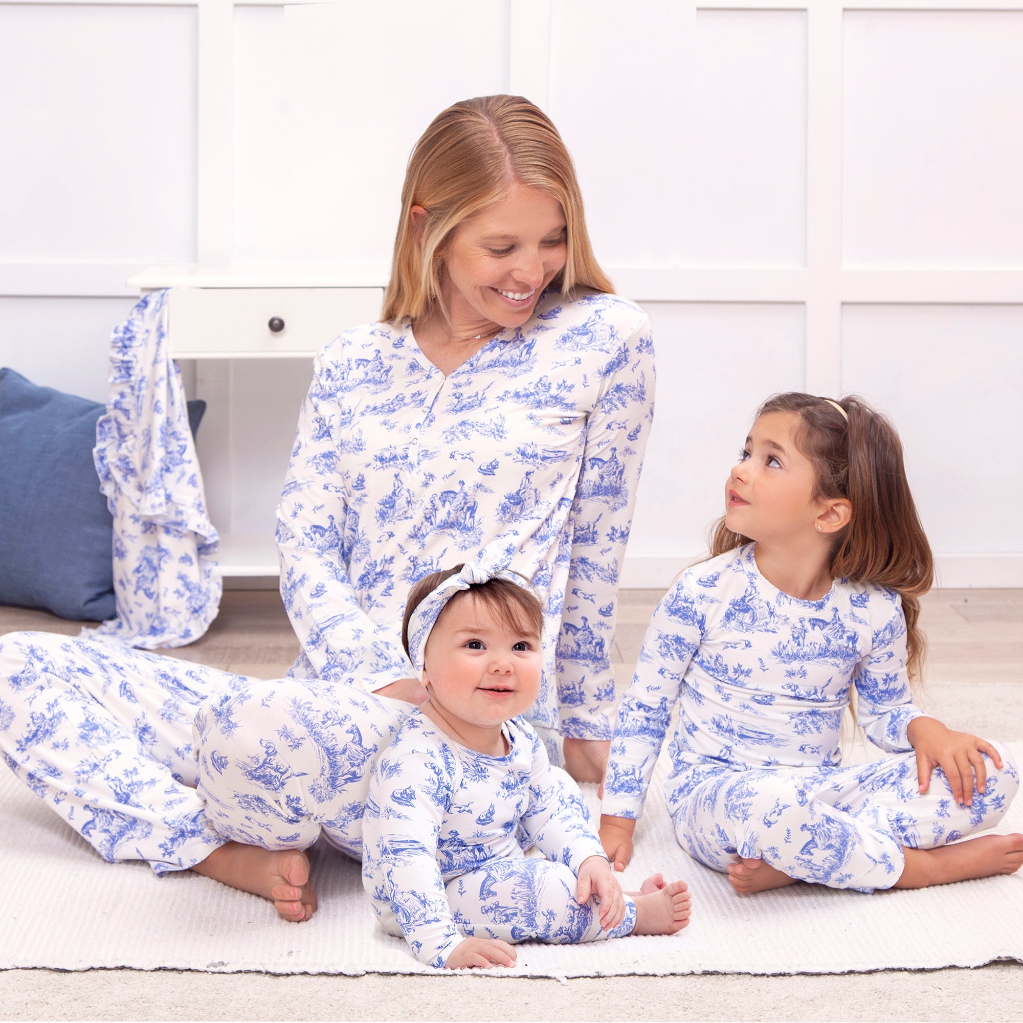 Baby Girl Toile de Jouy Bamboo Romper