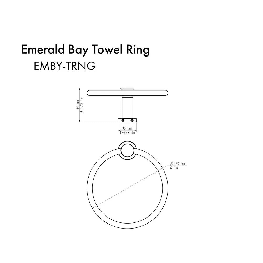 ZLINE Emerald Bay Bathroom Accessories Package with Towel Rail, Hook, Ring and Toilet Paper Holder, 4BP-EMBYACC-MB