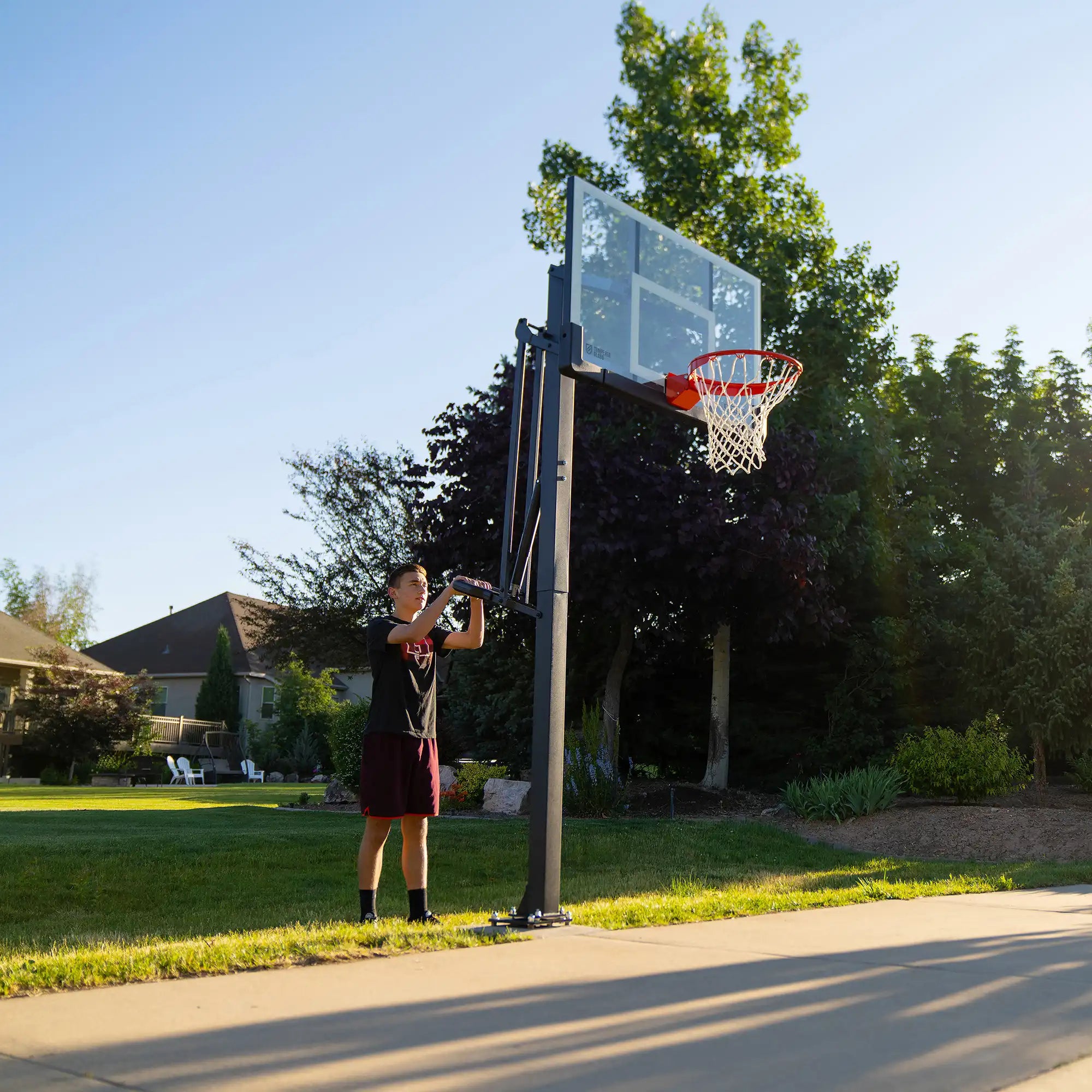 Lifetime Mammoth Lift Bolt Down Basketball Hoop (54-Inch Tempered Glass)