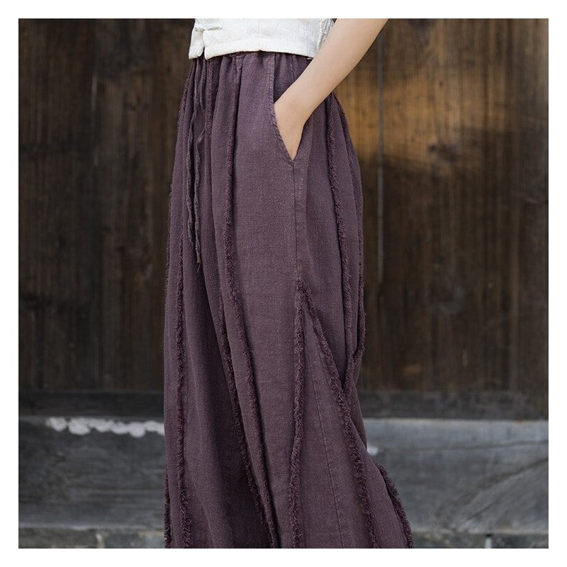 Solid Color Sand Washed Brushed Drawstring Pants