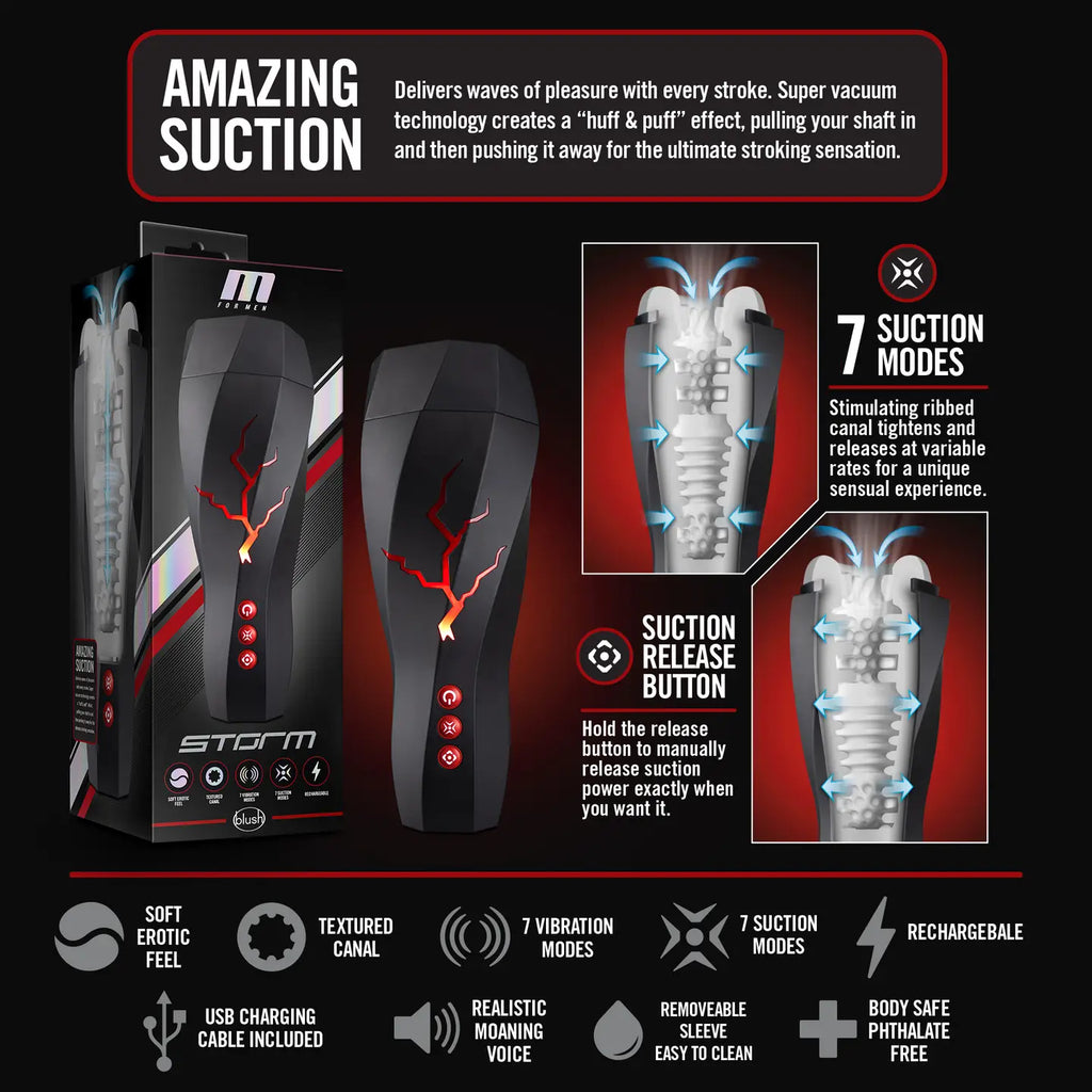 Storm Vibrating Masturbator with Headphones - M For Men
