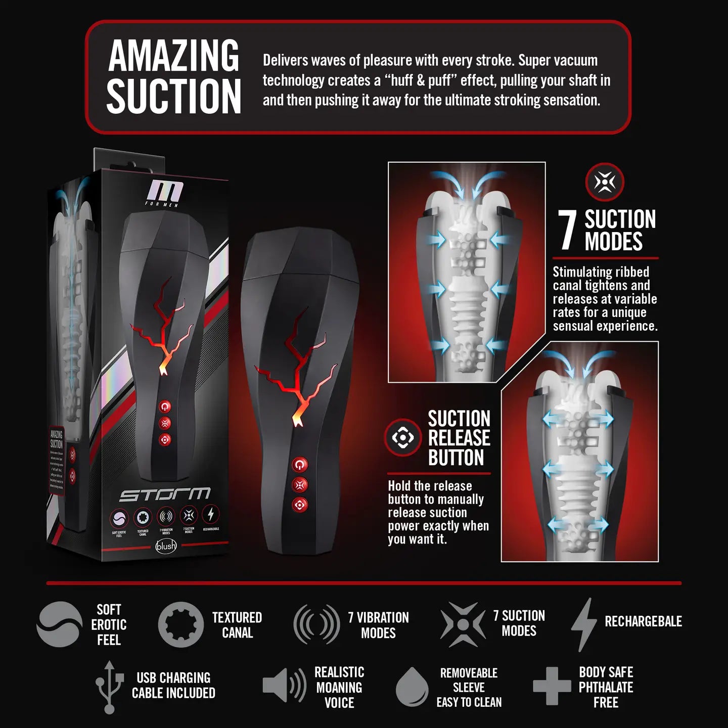 Storm Vibrating Masturbator with Headphones - M For Men