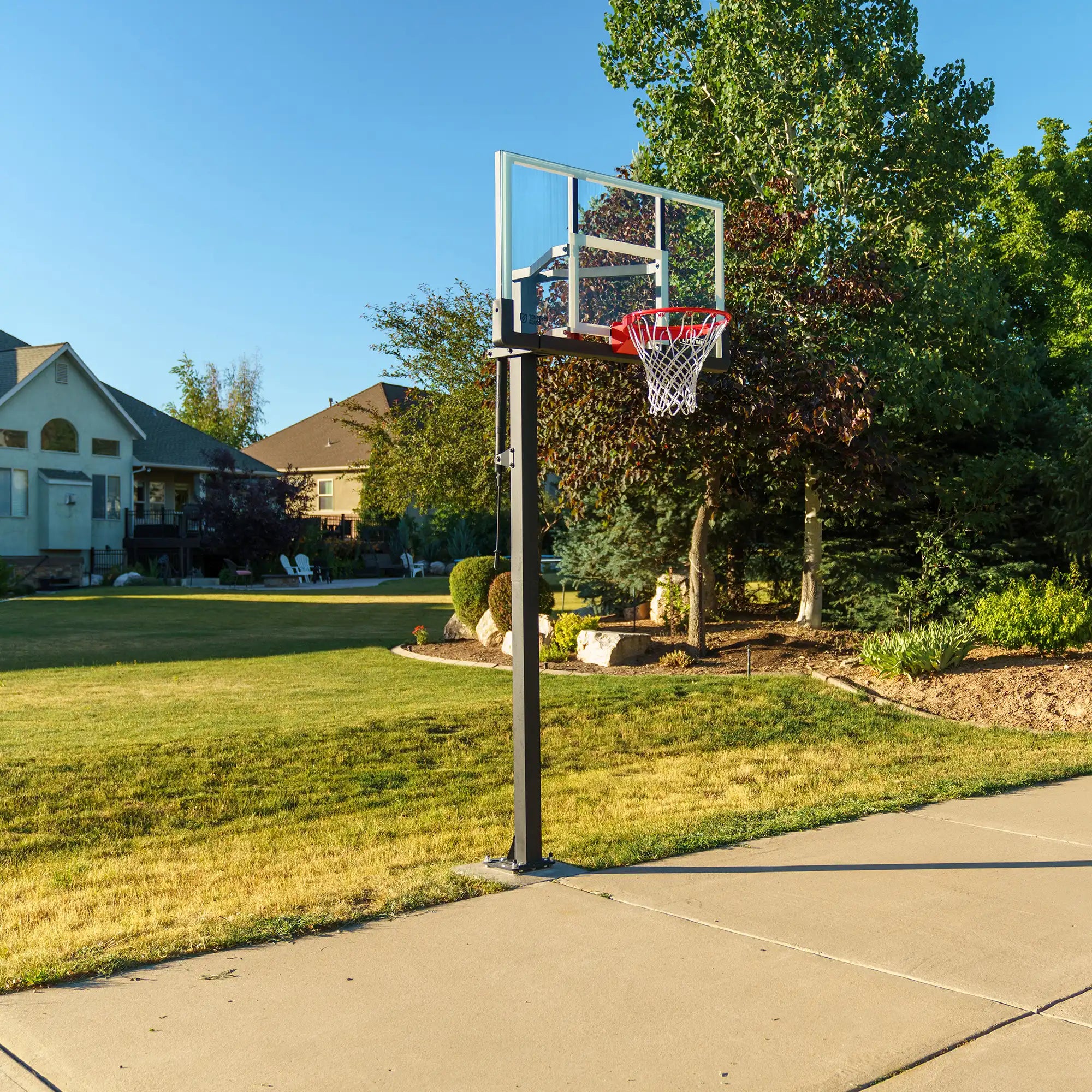 Lifetime Crank Adjust Bolt Down Basketball Hoop (54-Inch Tempered Glass)