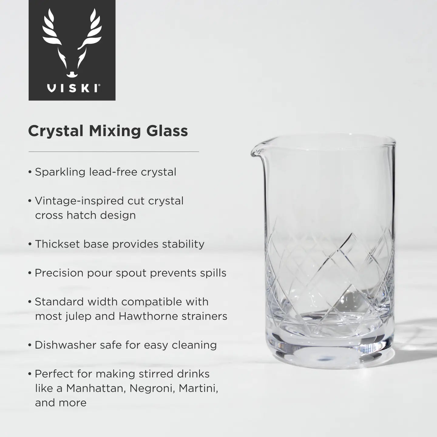 Viski Professional Crystal Cocktail Mixing Glass