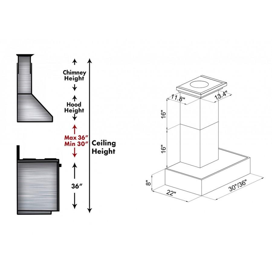 ZLINE 36" Remote Blower Wooden Wall Range Hood, 681M-RS-36-400
