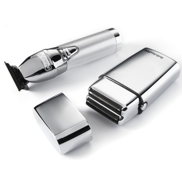 BaBylissPRO Silver Trimmer & Double-Foil Shaver Gift Set FXDUOFS2TS