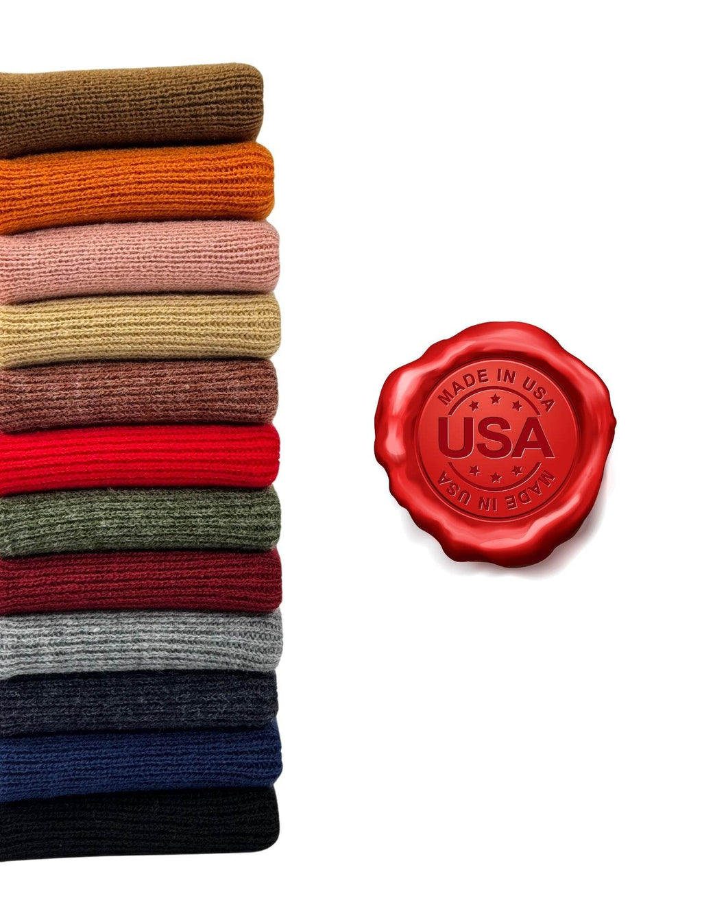 American Flag Beanie - H-Stitch Circular Knit Cuffed Beanie - Patented Design and Made in USA
