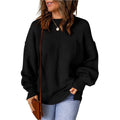 Loose Round Neck Lantern Sleeve Solid Color Sweater