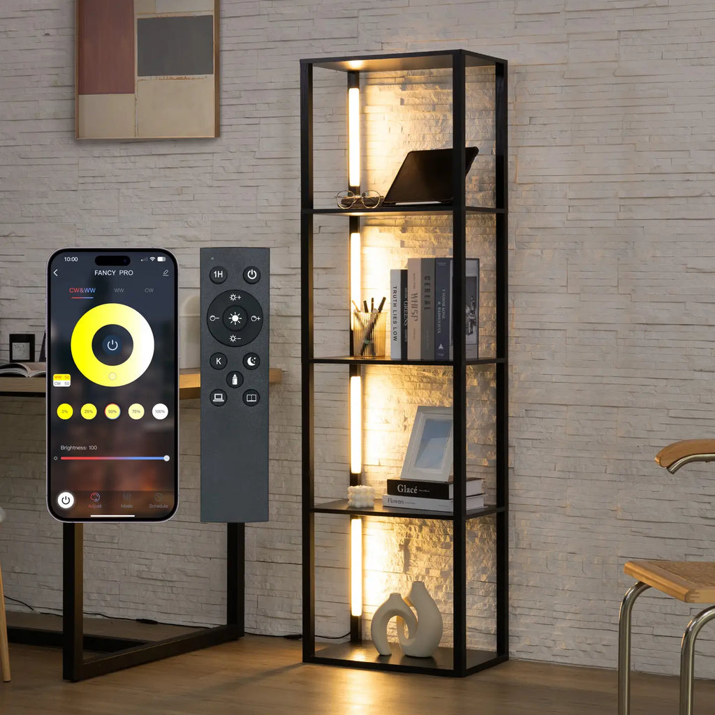 Bookcase Display with Dimmable Led, Changing Color Tones - 64”