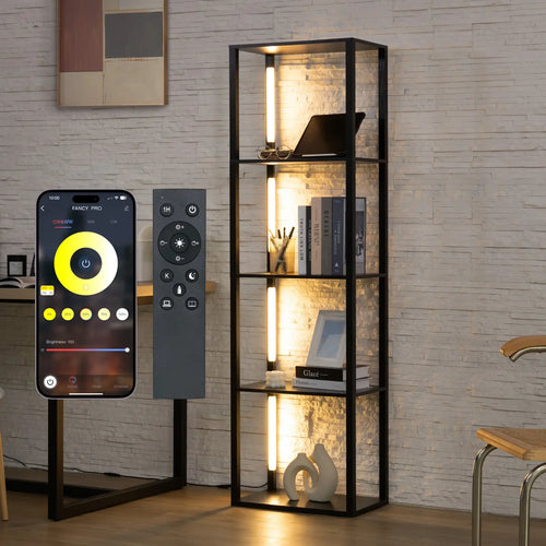 Bookcase Display with Dimmable Led, Changing Color Tones - 64”