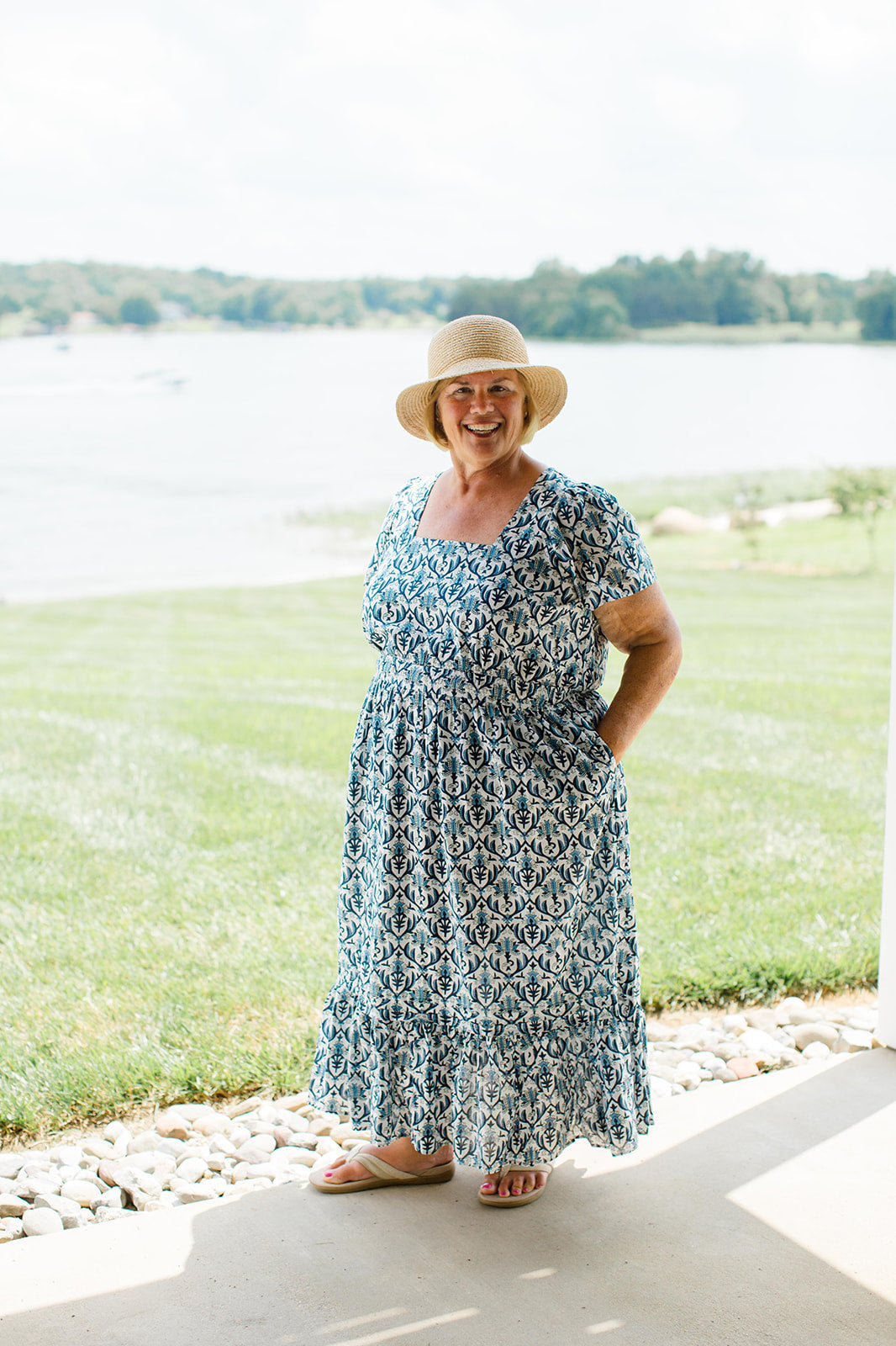 The Allison Dress in Navy Trellis