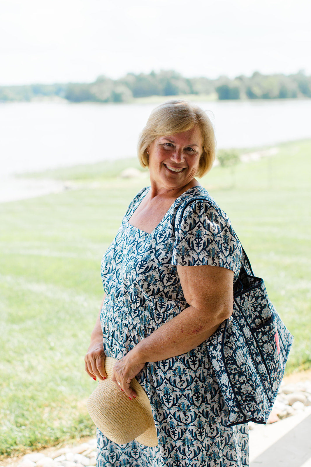 The Allison Dress in Navy Trellis