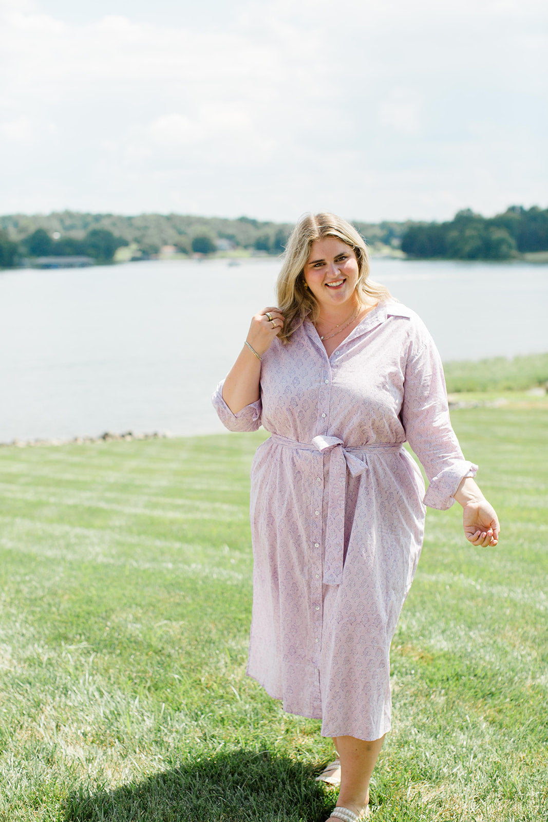 The Christine Shirt Dress in Lavender Taffy