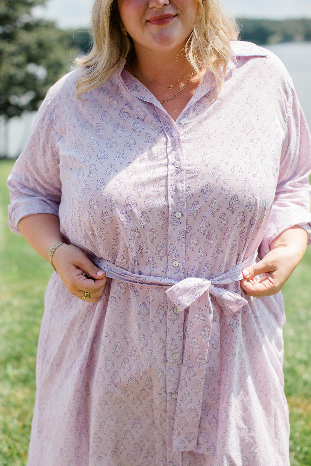 The Christine Shirt Dress in Lavender Taffy