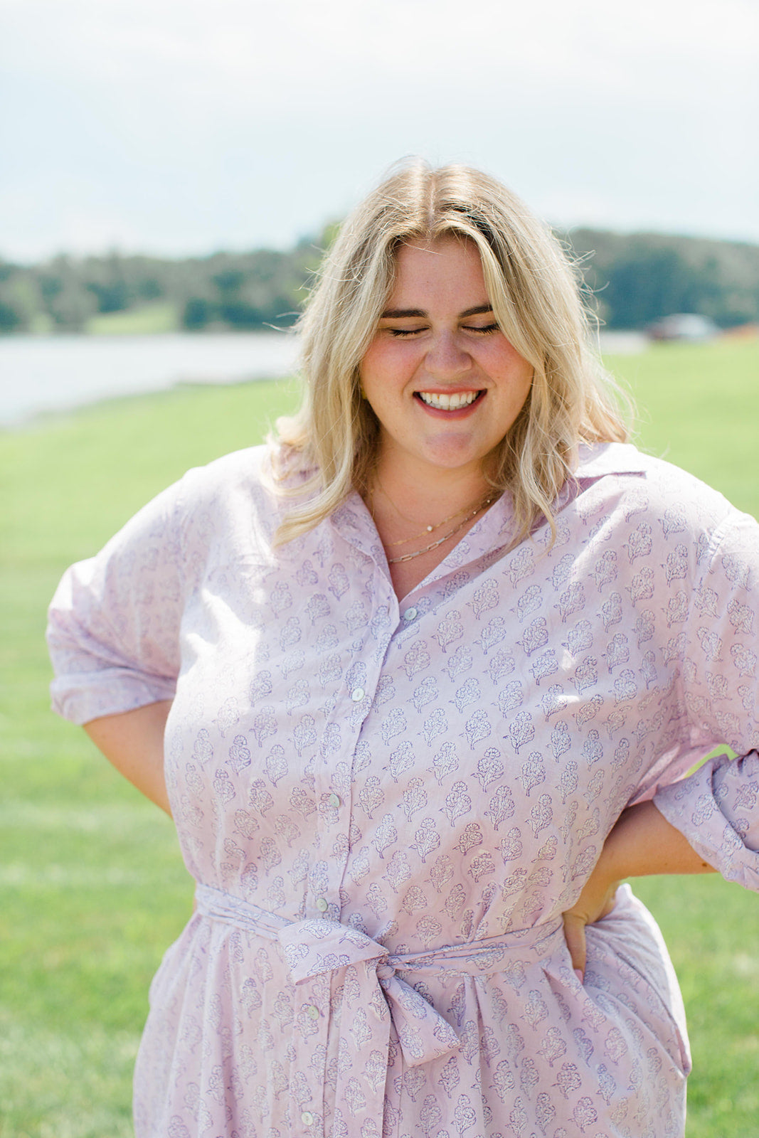 The Christine Shirt Dress in Lavender Taffy