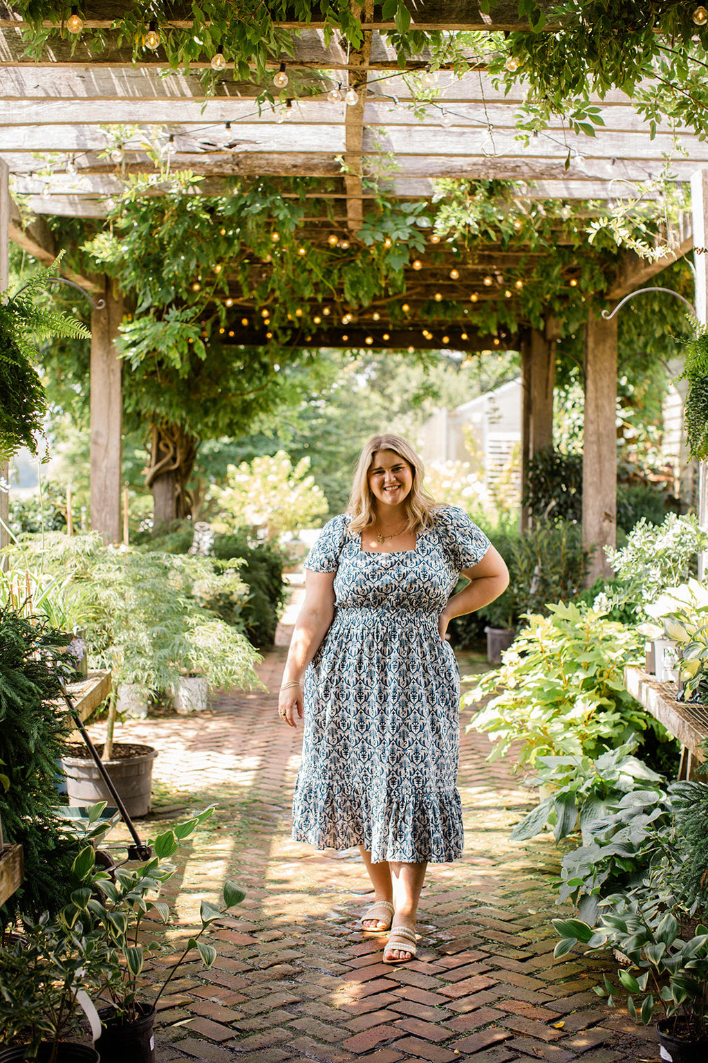 The Allison Dress in Navy Trellis