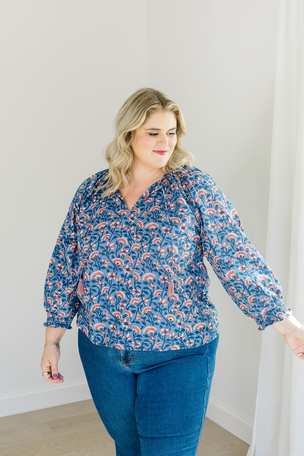 The Jess Top in Indigo Bloom