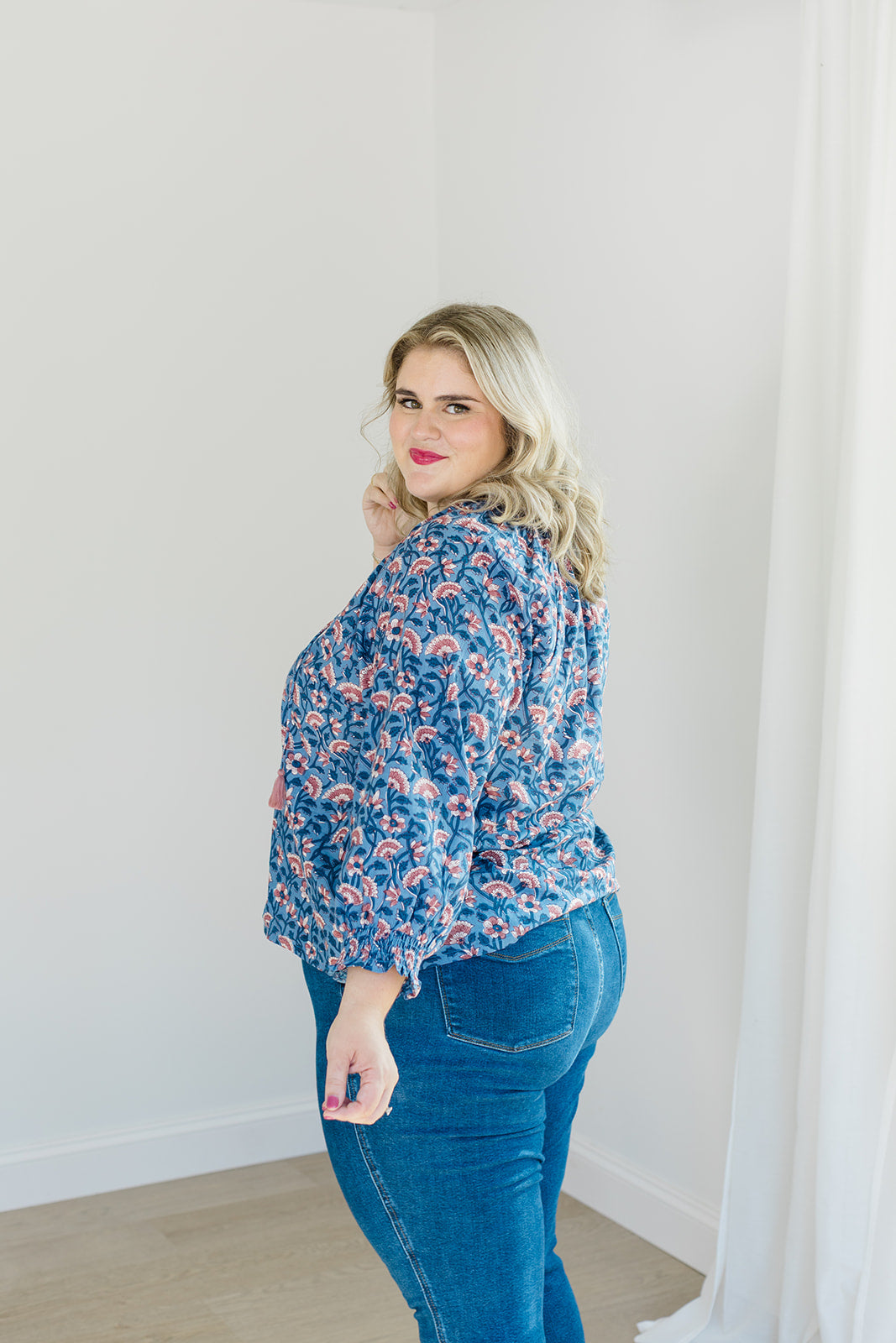 The Jess Top in Indigo Bloom